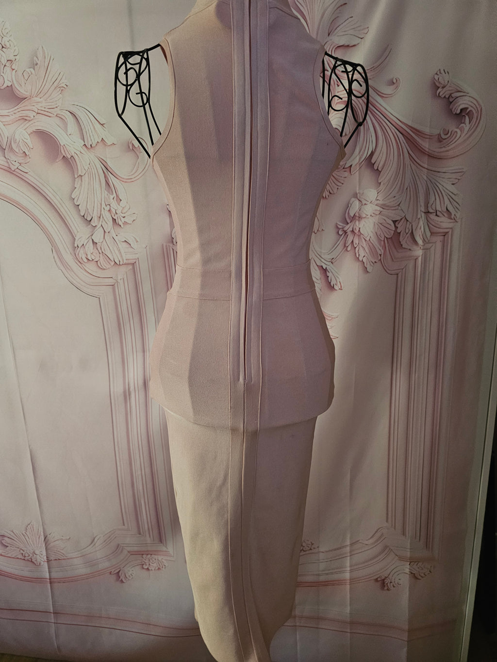 Ladies Dusky Pink Ling Turtleneck Bodycon Fitted Dress
