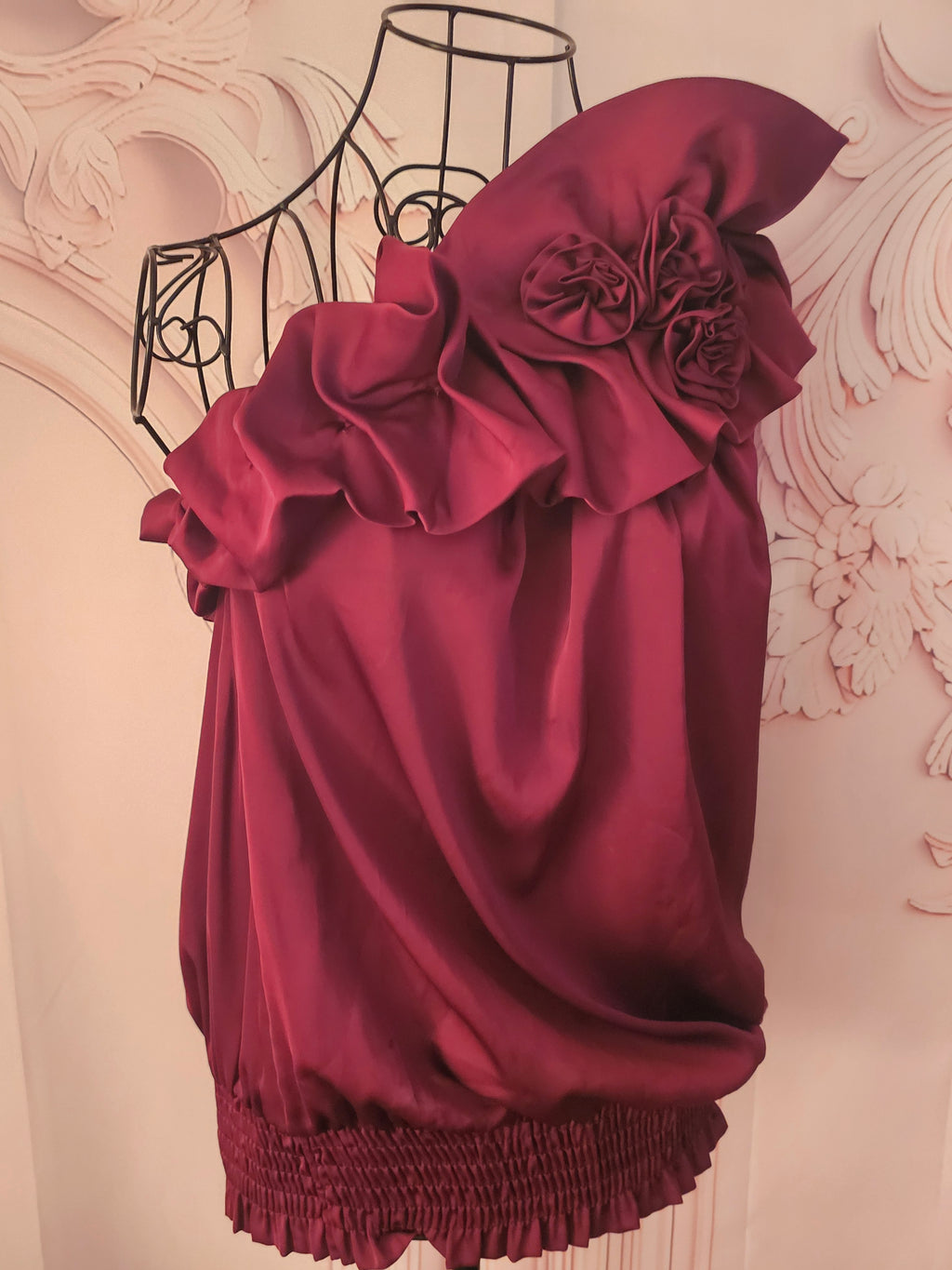 Ladies Burgundy Glamorus Evening Top