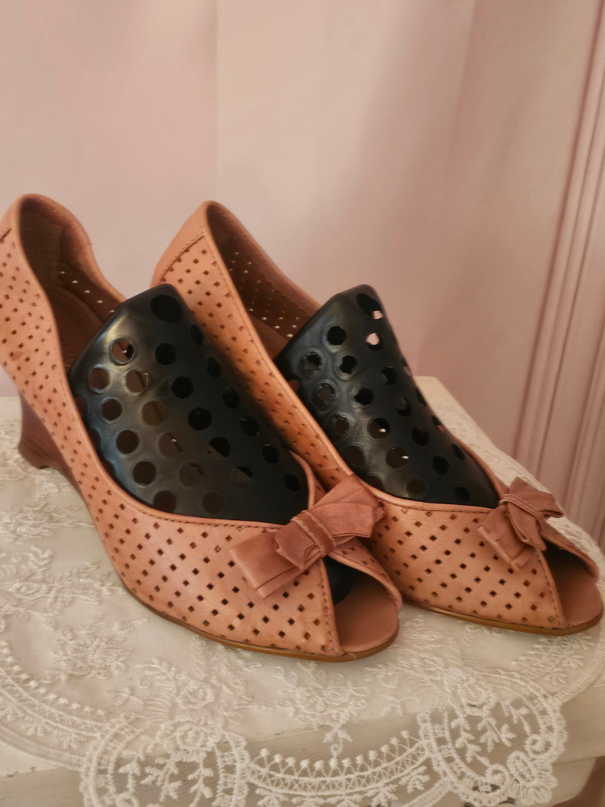 Ladies Kaliko Leather Wedges