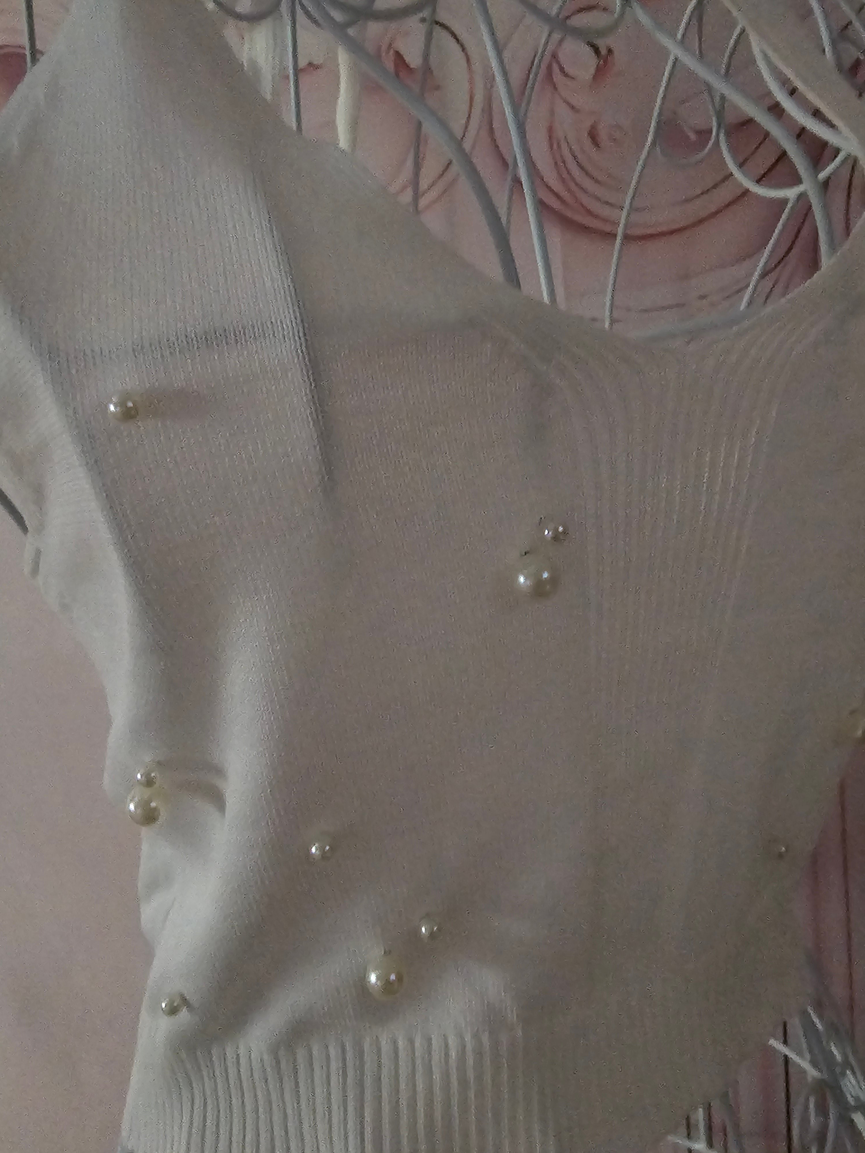 Ladies White Pearl design Knitted Halter Neck Top