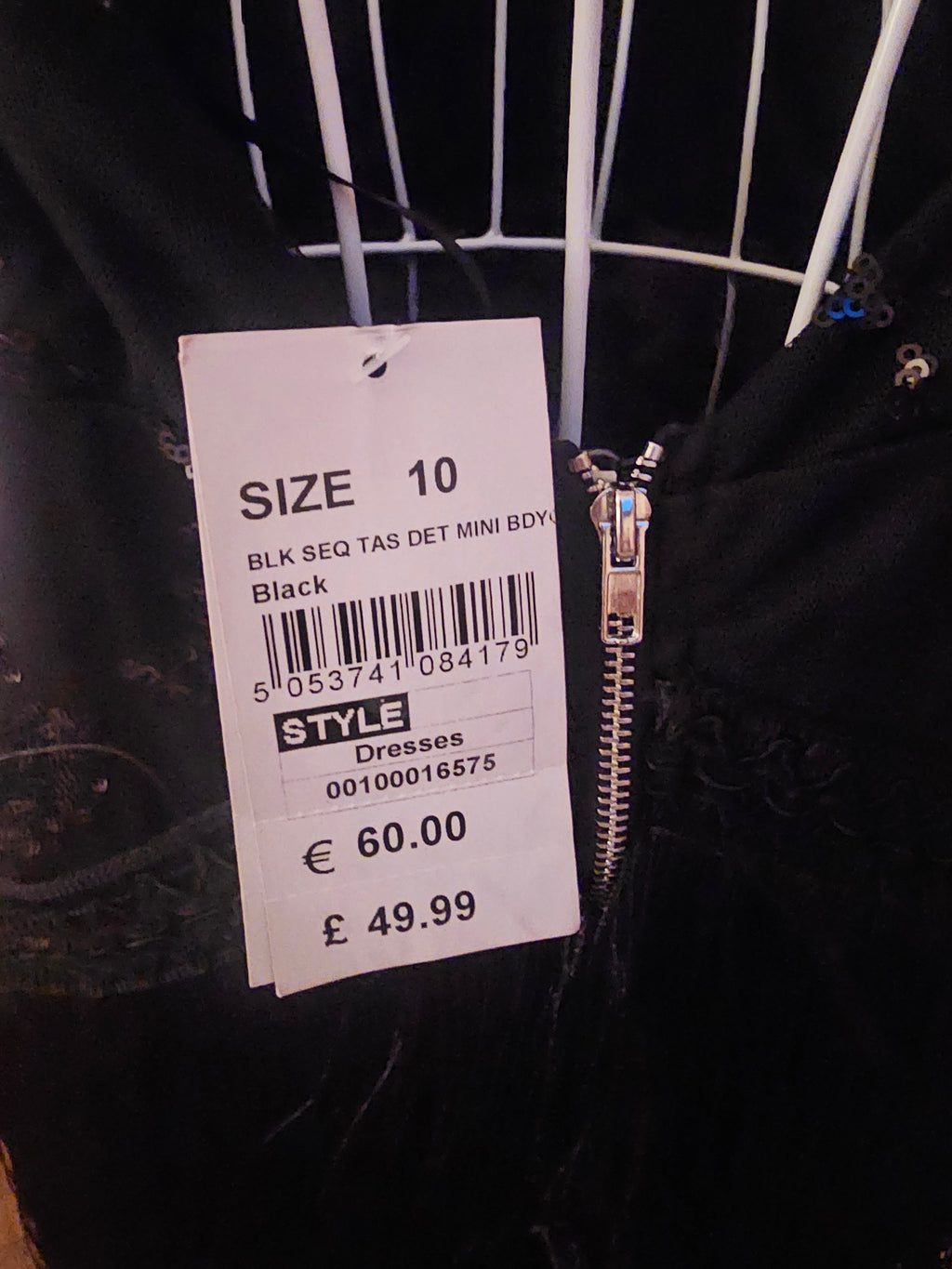 Ladies black evening sequenced fringed cocktail dress