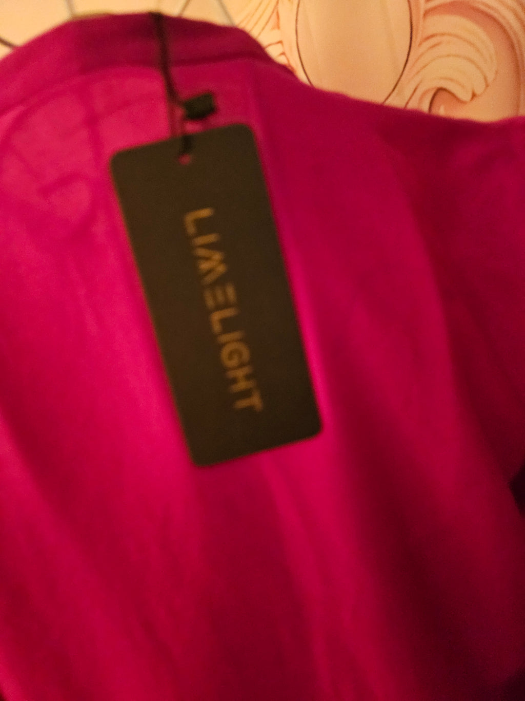Limelight Cerise Pink Satin Embroidered Dress — 3/4 Sleeve — Size S