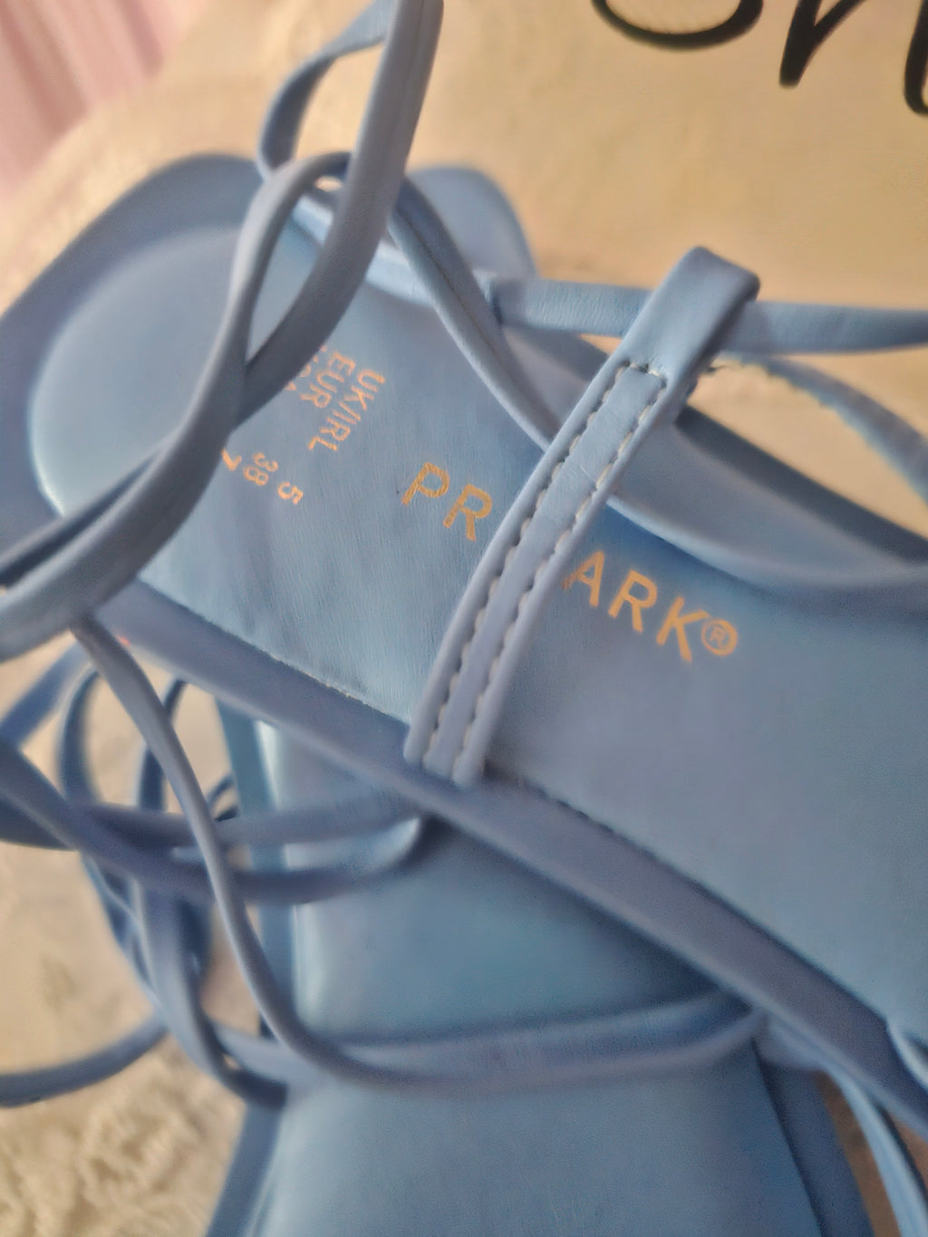 Ladies Blue Wrap around Leg Strappy Flats