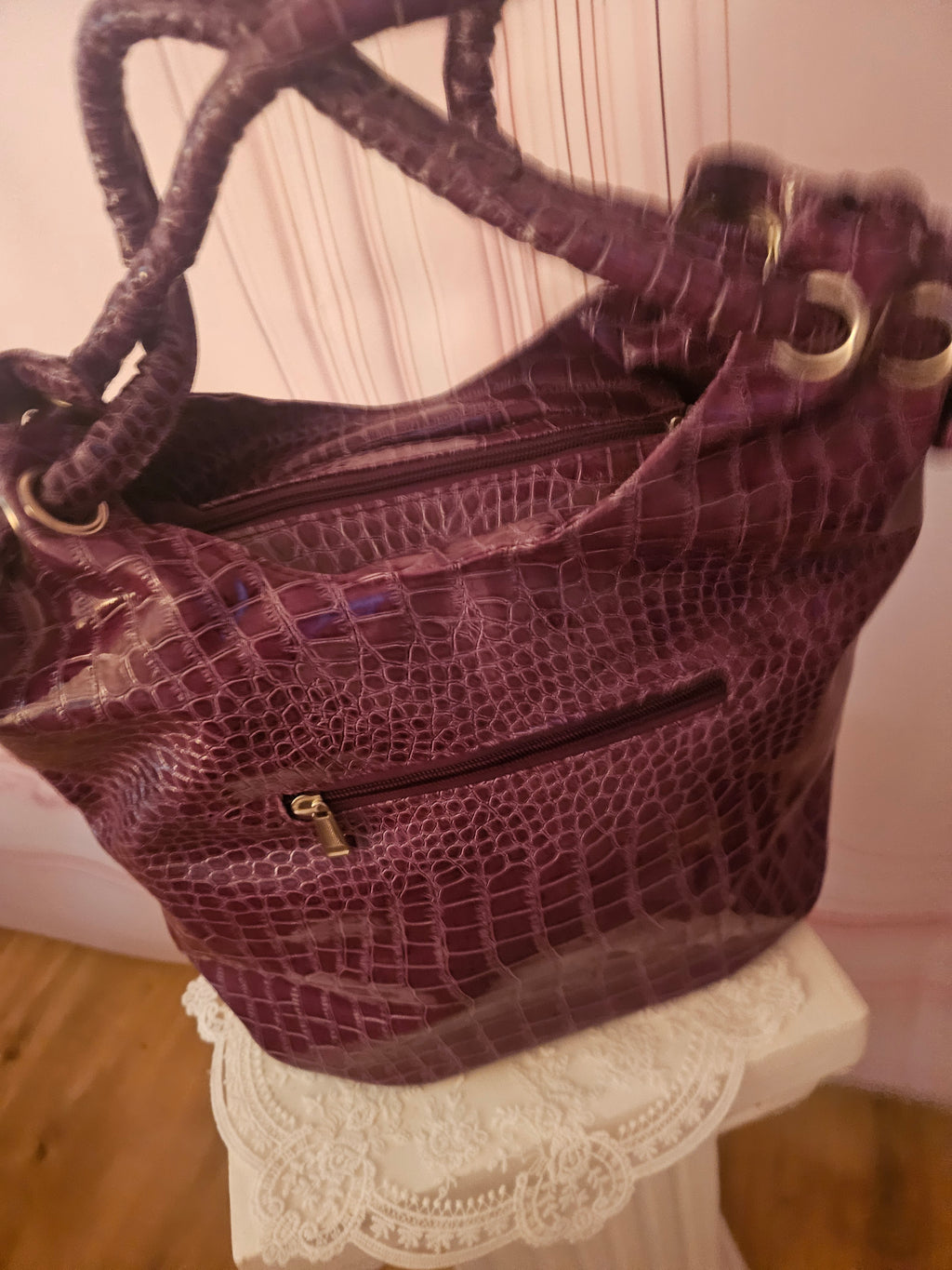Ladies Mauve snakeskin Tote Bag