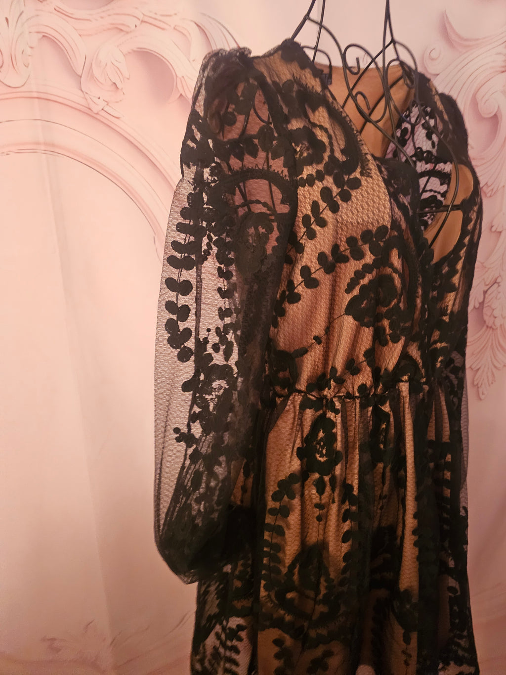 Ladies black lacy boohoo evening dress
