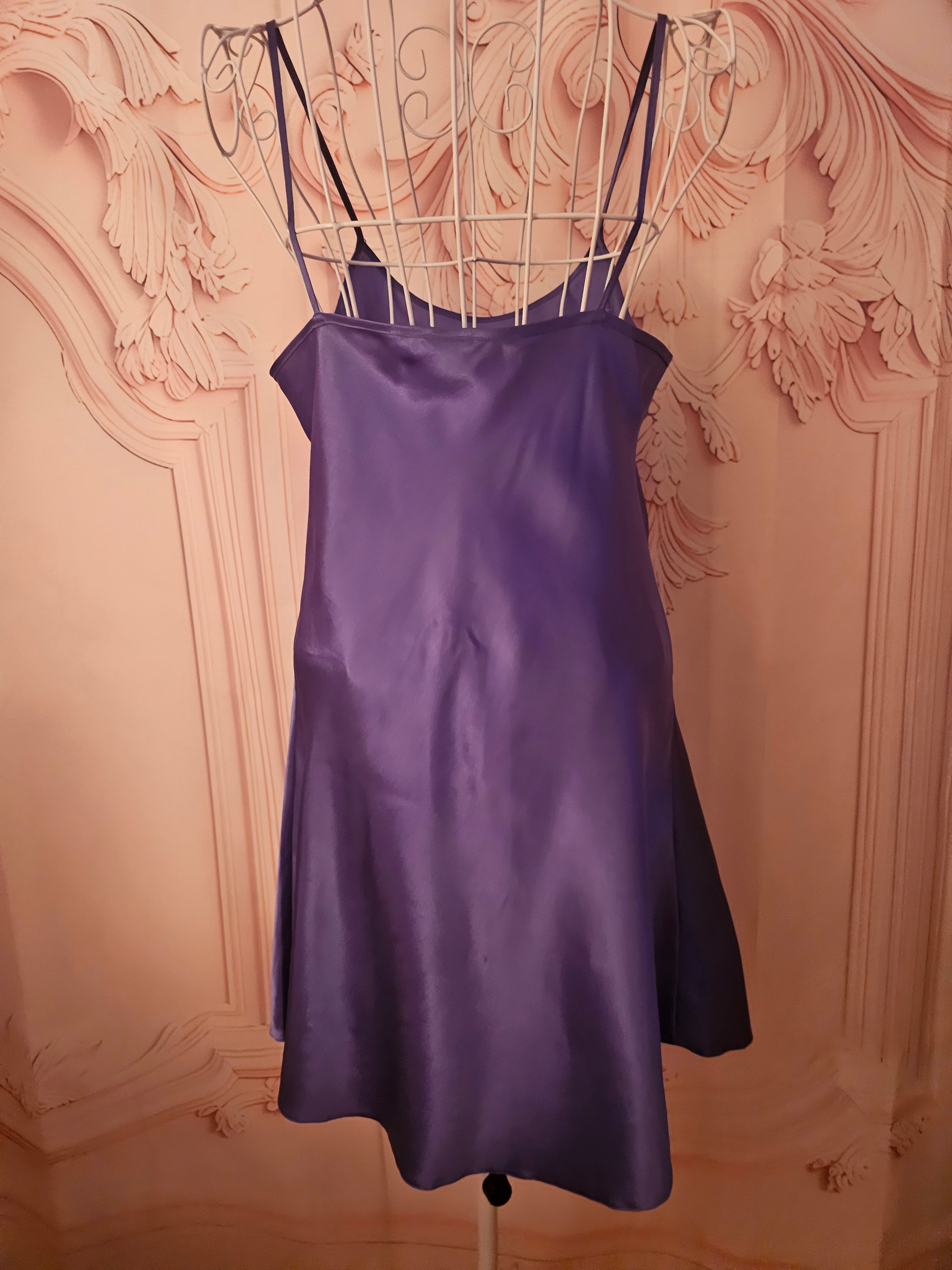 Ladies Lilac Matching Satin Cami Slip & Dressing Gown