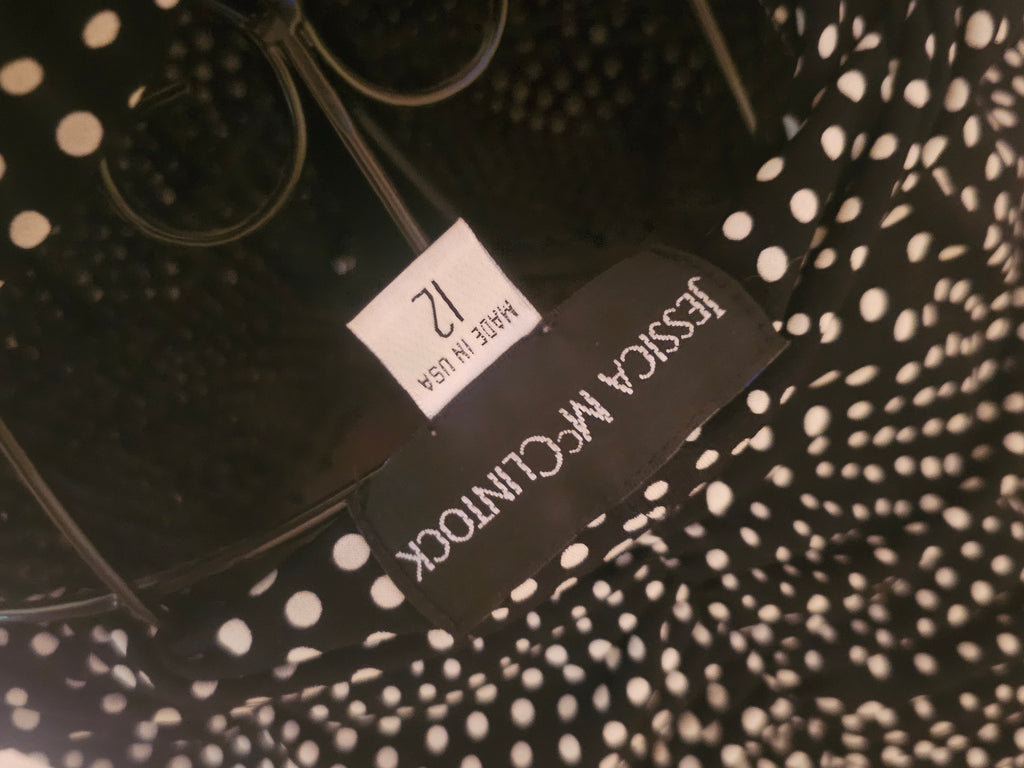 Ladies Jessica McClintock black and white Polka dot dress