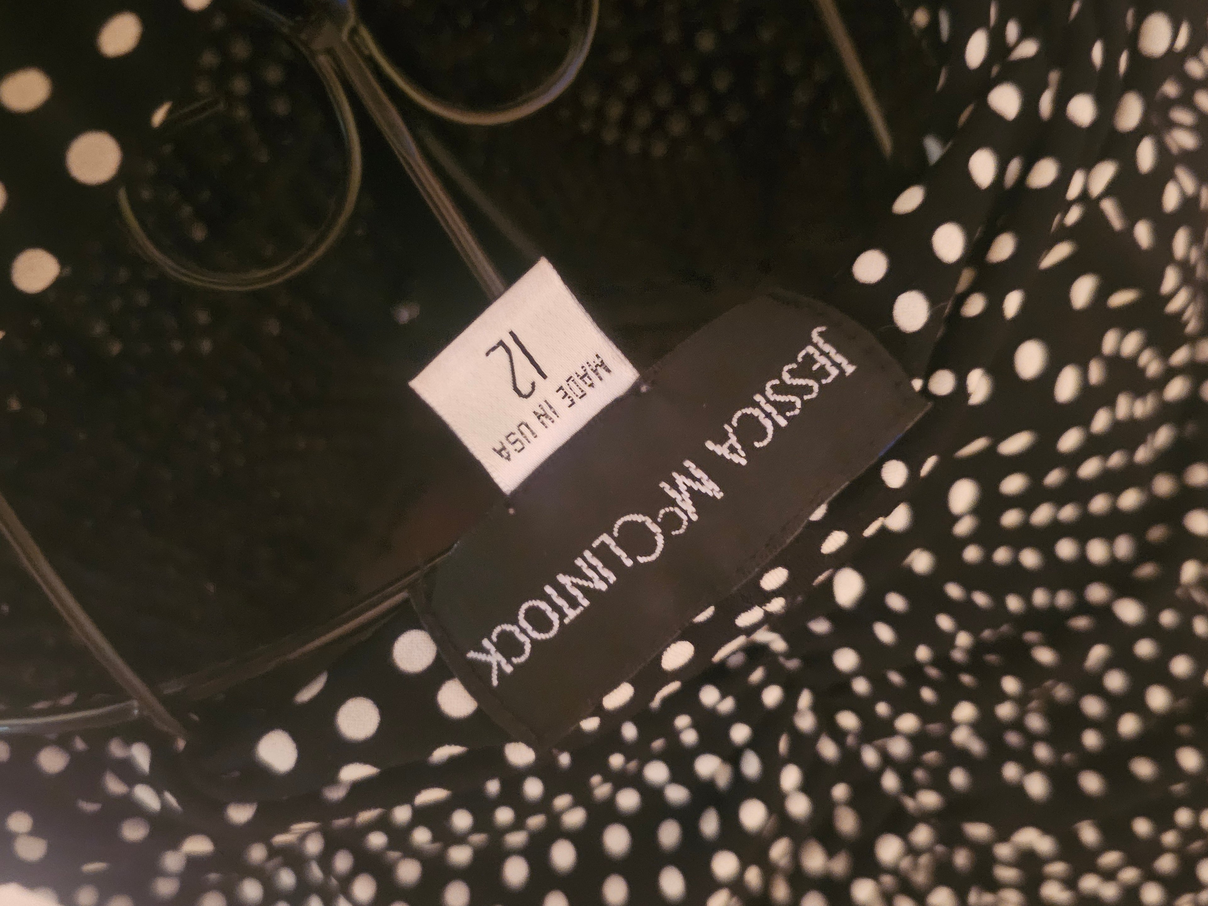 Ladies Jessica McClintock black and white Polka dot dress