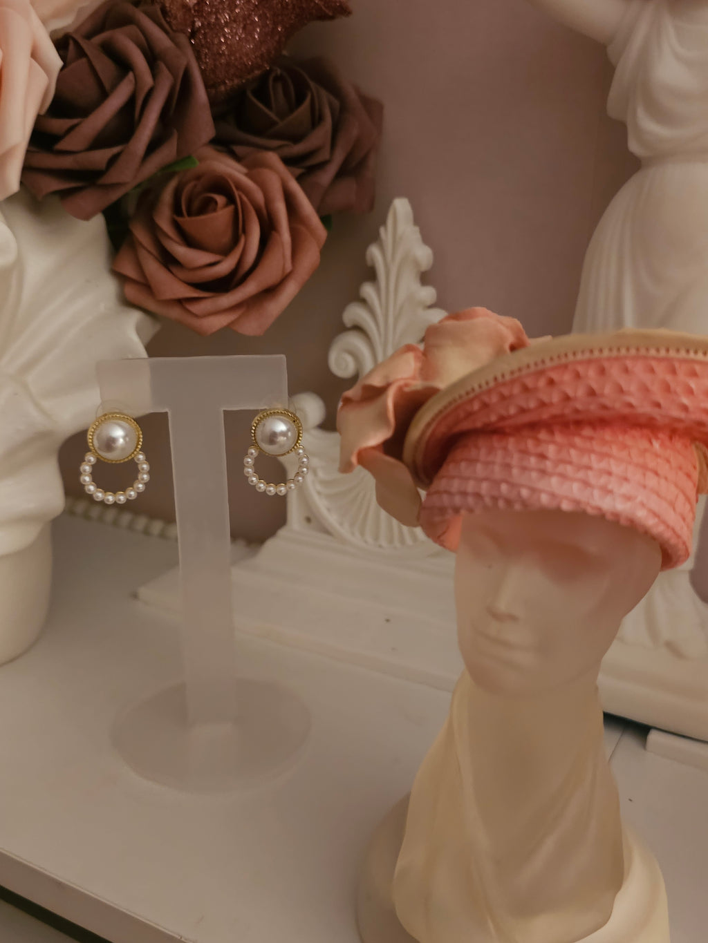 Ladies Pearl Drop Pendant Earrings x 2