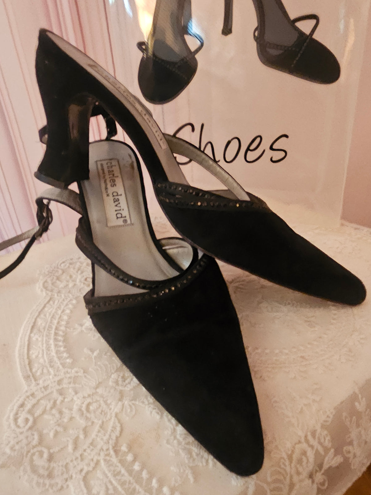 Ladies black Suede Charles David dedigned by Natalie M Heels