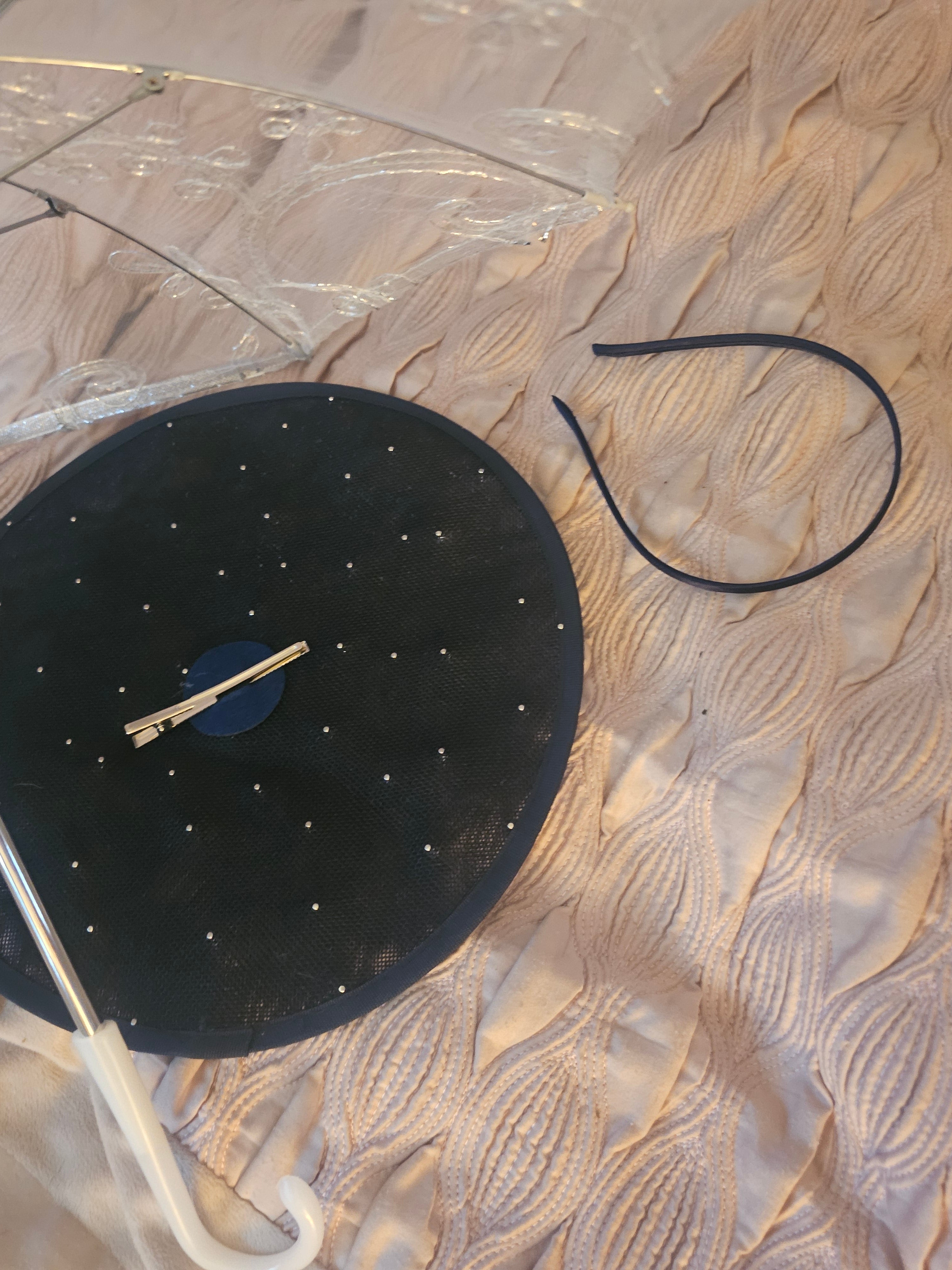 Ladies Navy Blue with Pearl Drop Design Fascinator