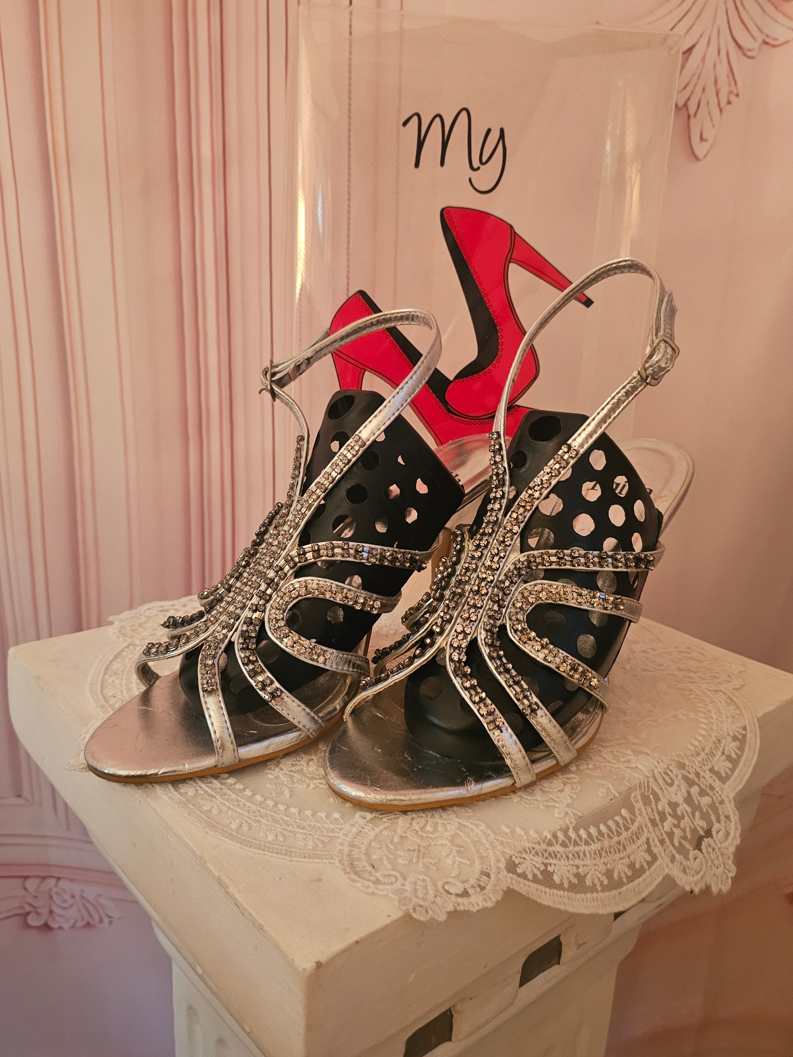 Ladies Silver Faith Glitzy Heels