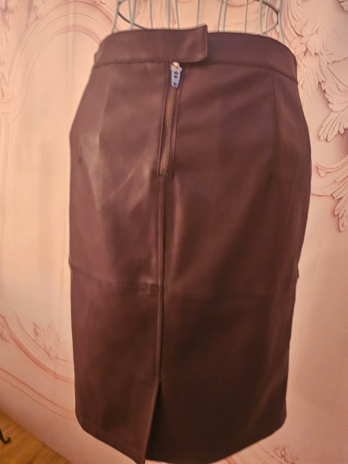 Ladies Viva Leather Look Mauve Skirt