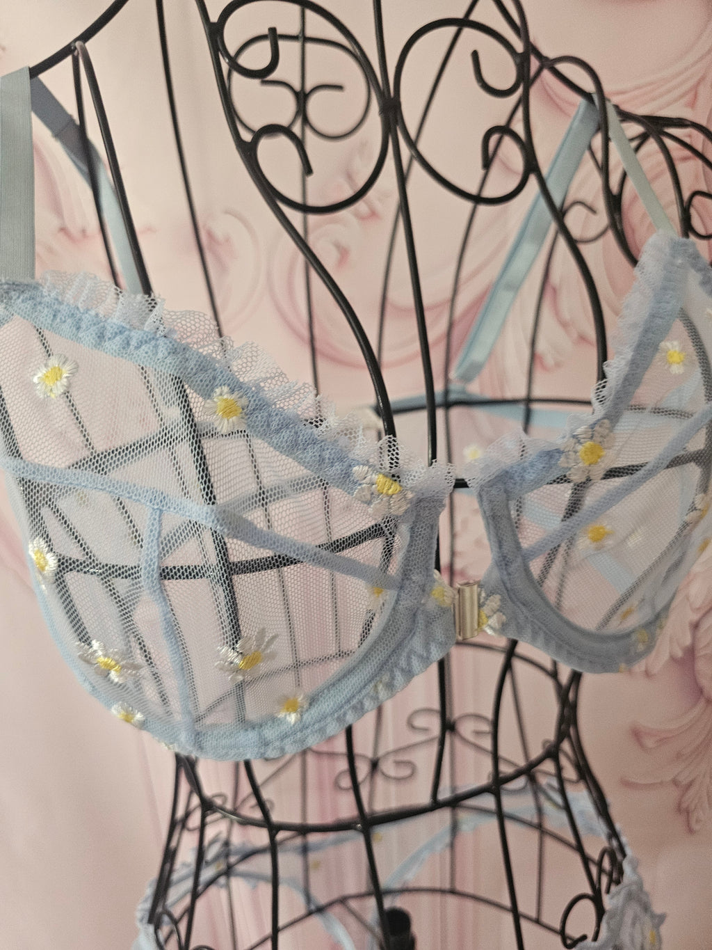 Ladies Blue Daisy Design Underwear Set