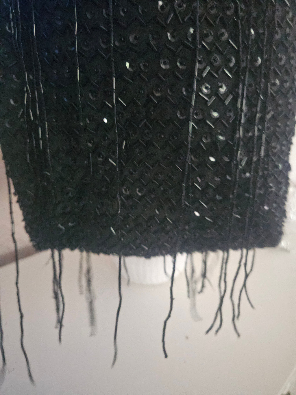 Ladies Black sequenced & Fringed Eveningwear Bag
