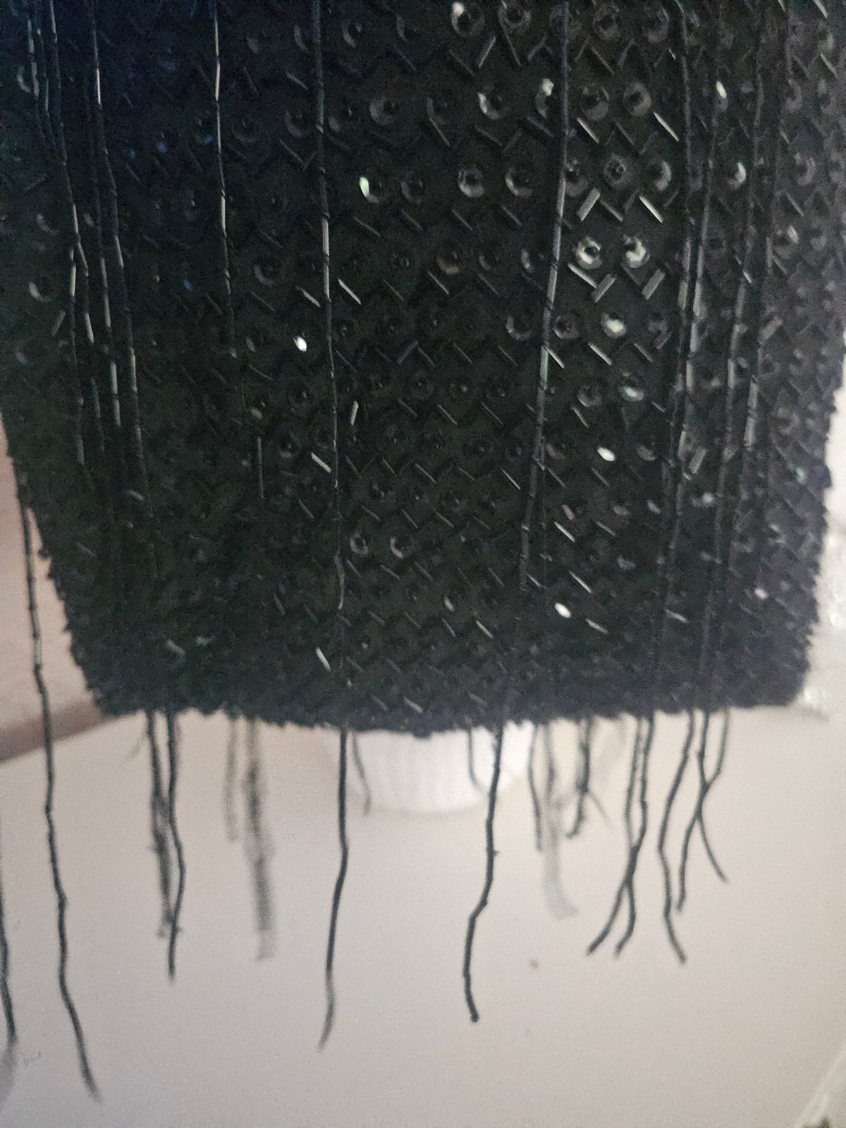 Ladies Black sequenced & Fringed Eveningwear Bag