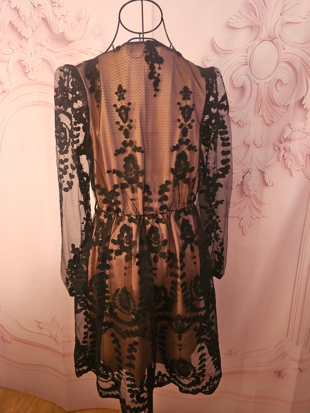 Ladies black lacy boohoo evening dress