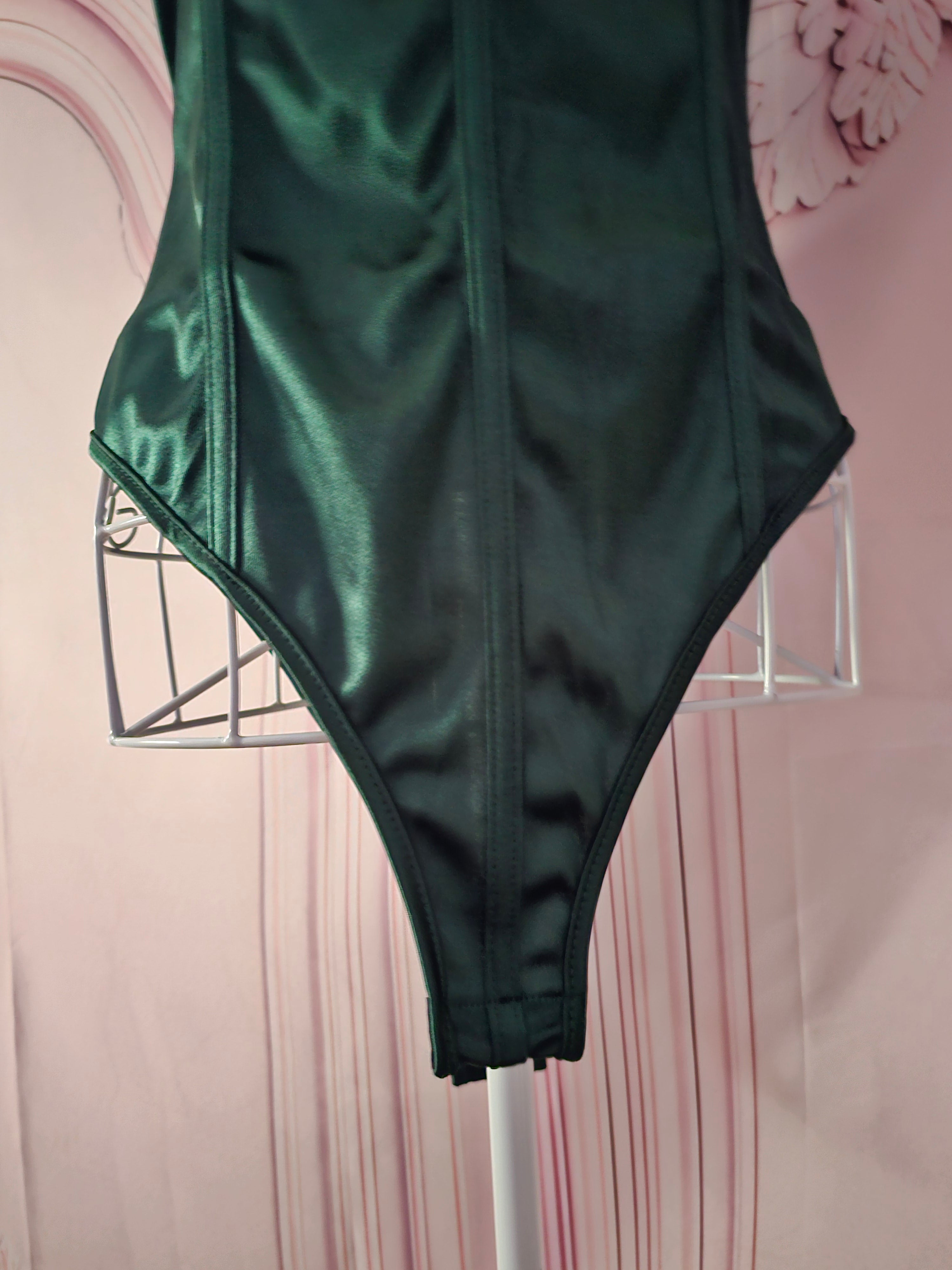 Ladies Dark Green Satin Classy Bodysuits x 2