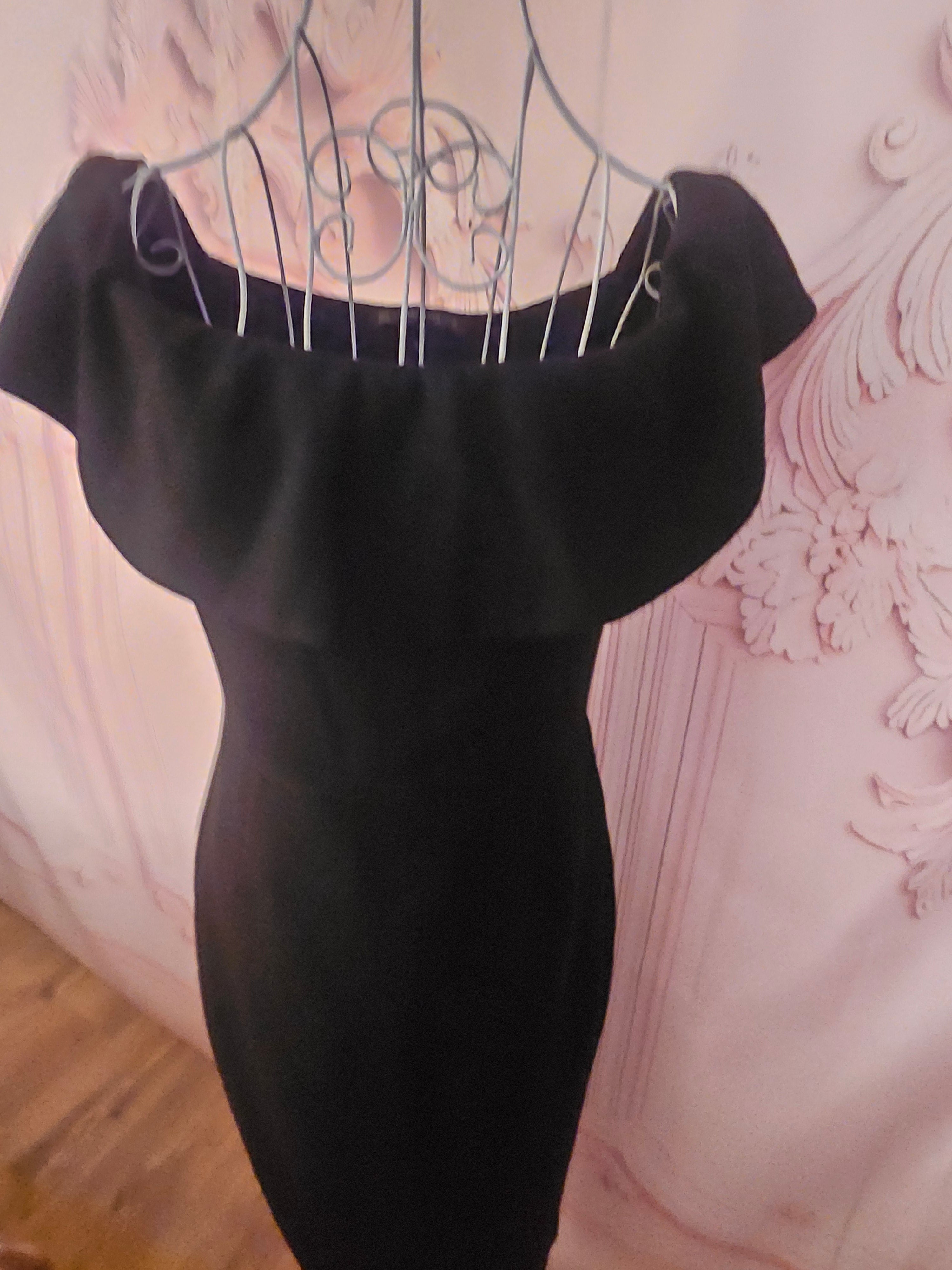 Ladies Zara Black Bardot style evening dress