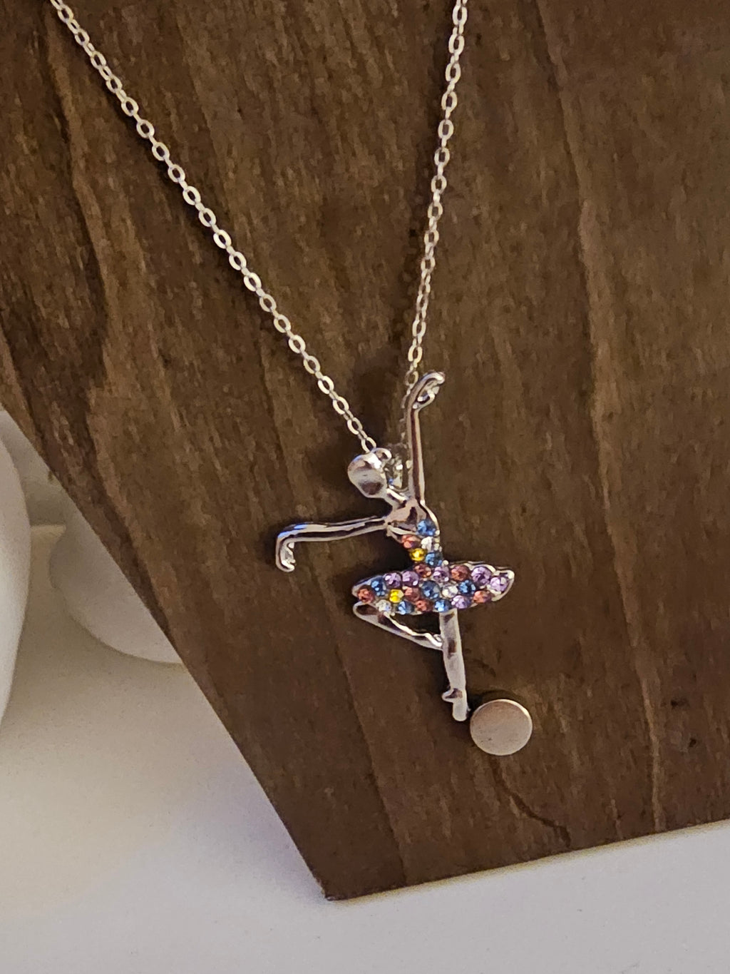Ladies Silver Necklace with Ballerina Pendant
