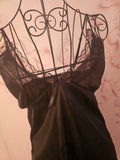 Ladies Black Silky Night Slip with Matching Gstring