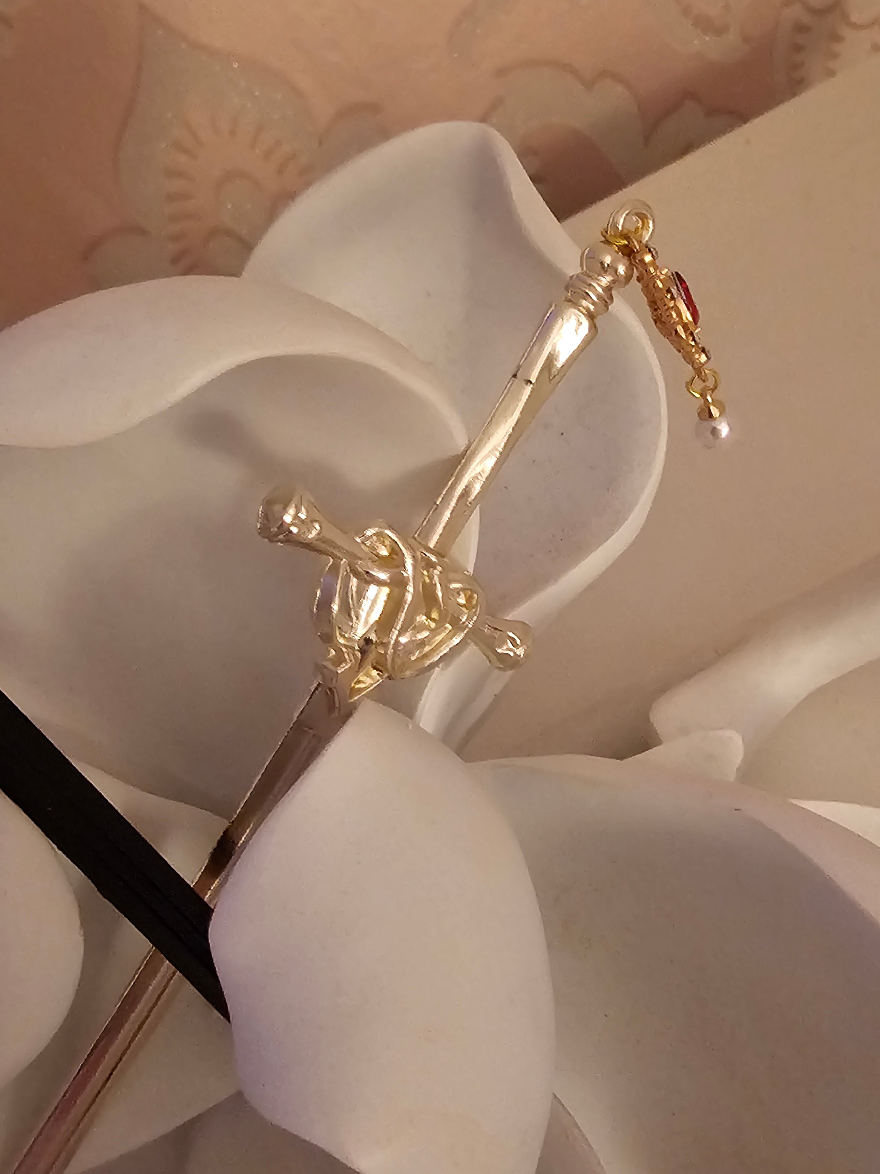 Ladies Black & Gold Large Metal Hair Pins