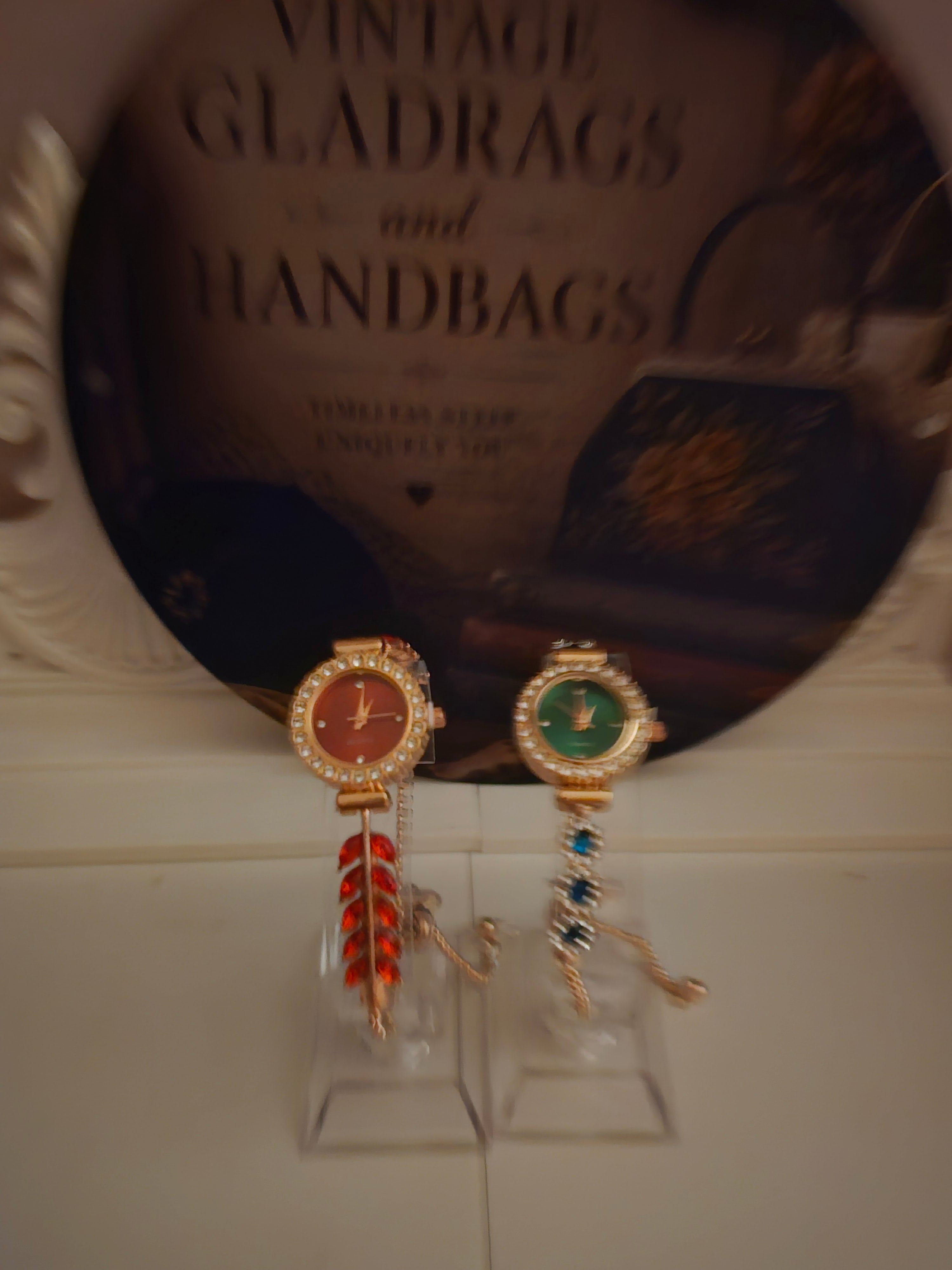 Ladies Diamonte Jewelled Watches with Chain Bracelet x2