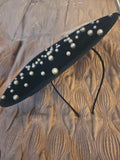 Ladies Navy Blue with Pearl Drop Design Fascinator