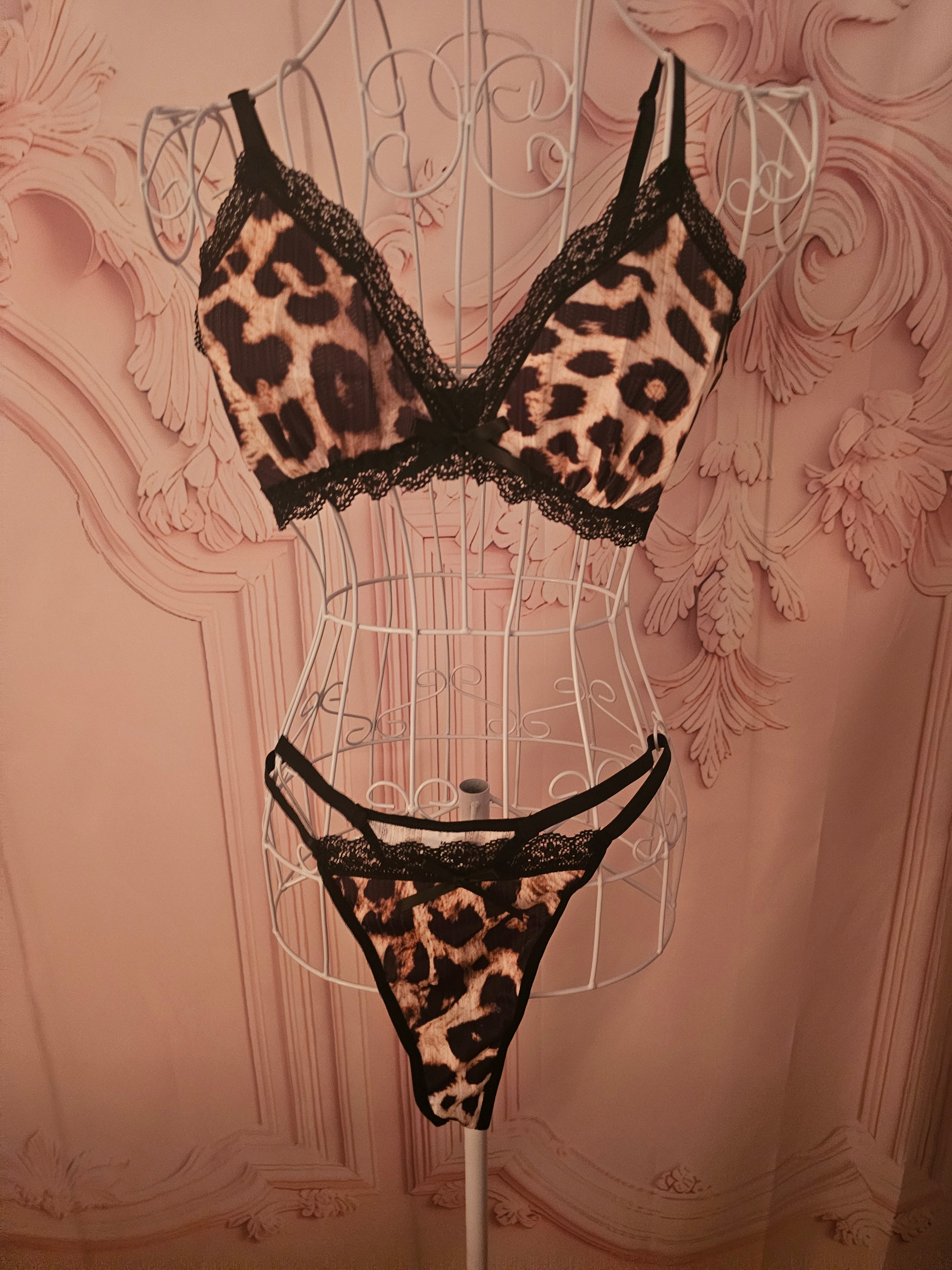 Ladies Leopard Print Underwear Set