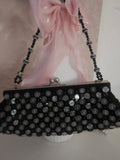 Ladies Black beaded & button detailed Shoulder strap bag