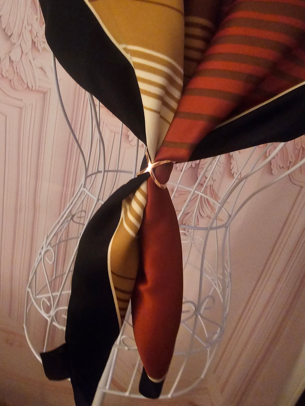 Ladies Large Brown, Cream & Camel Coloured silk blend Head/Neck Scarf
