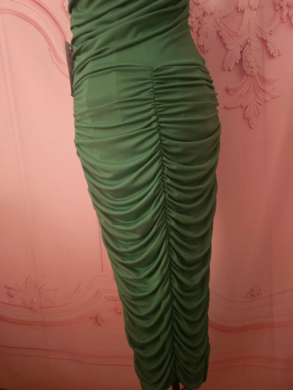 AX Paris Emerald Green Strappy Gown with Ruffle Back — Size 10