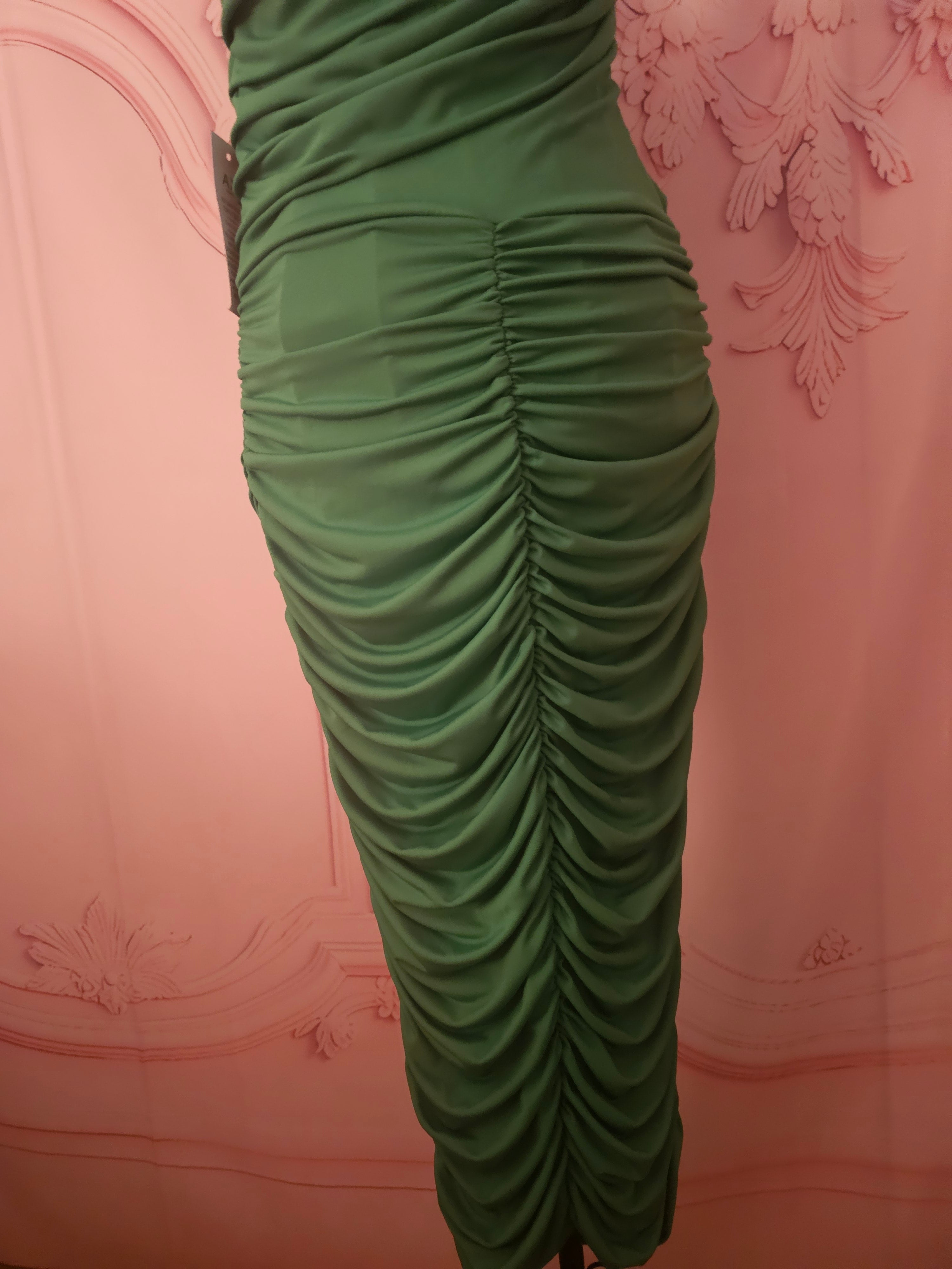 AX Paris Emerald Green Strappy Gown with Ruffle Back — Size 10