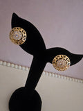 Ladies Golden Greek Key with diamond detailing Studs