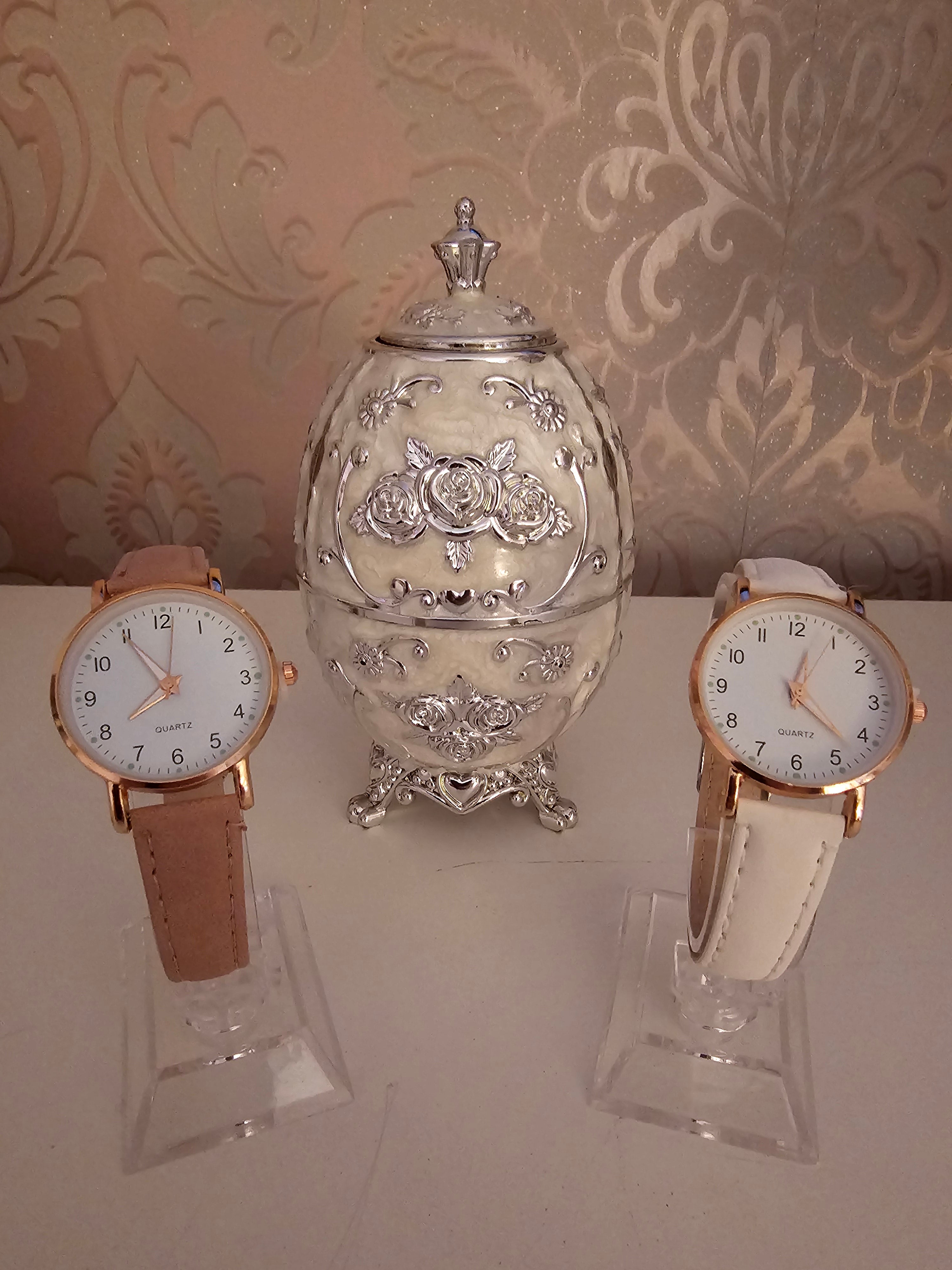 Ladies White & Pink Large Face Watches x2