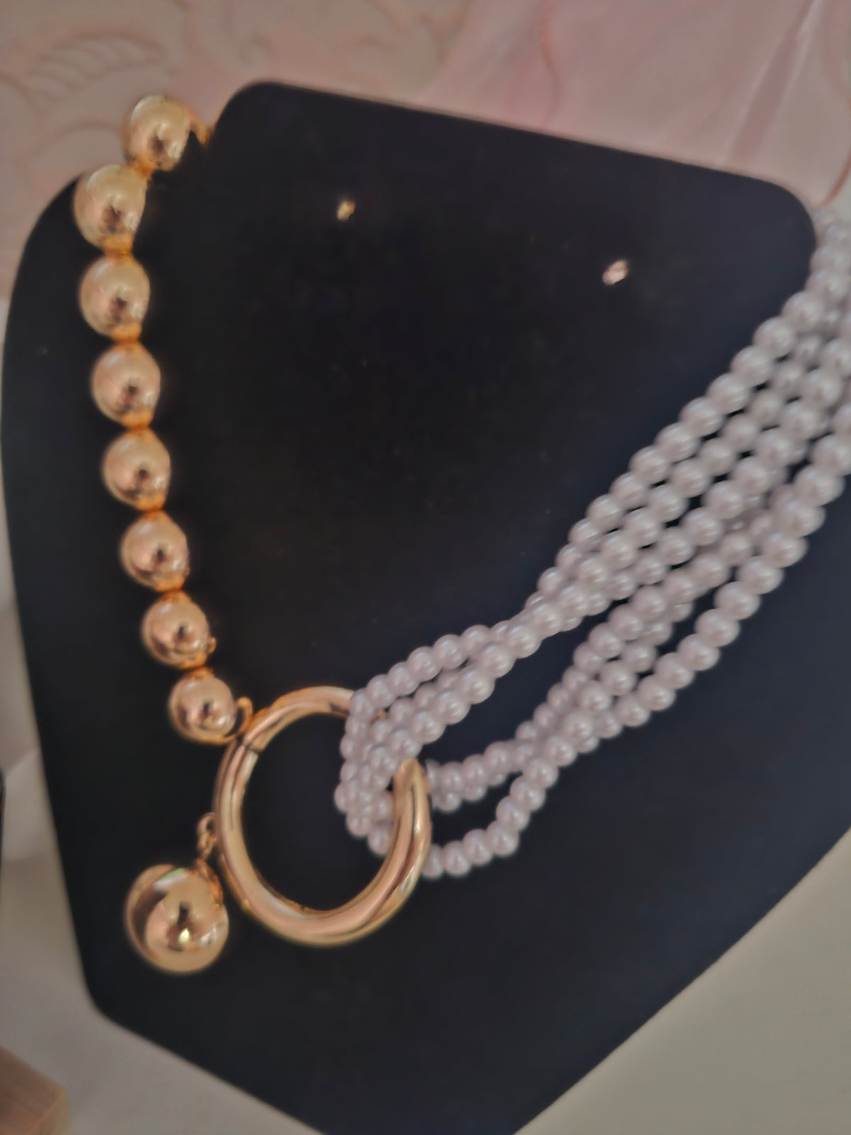 Ladies Gold with Pearls Design Necklace