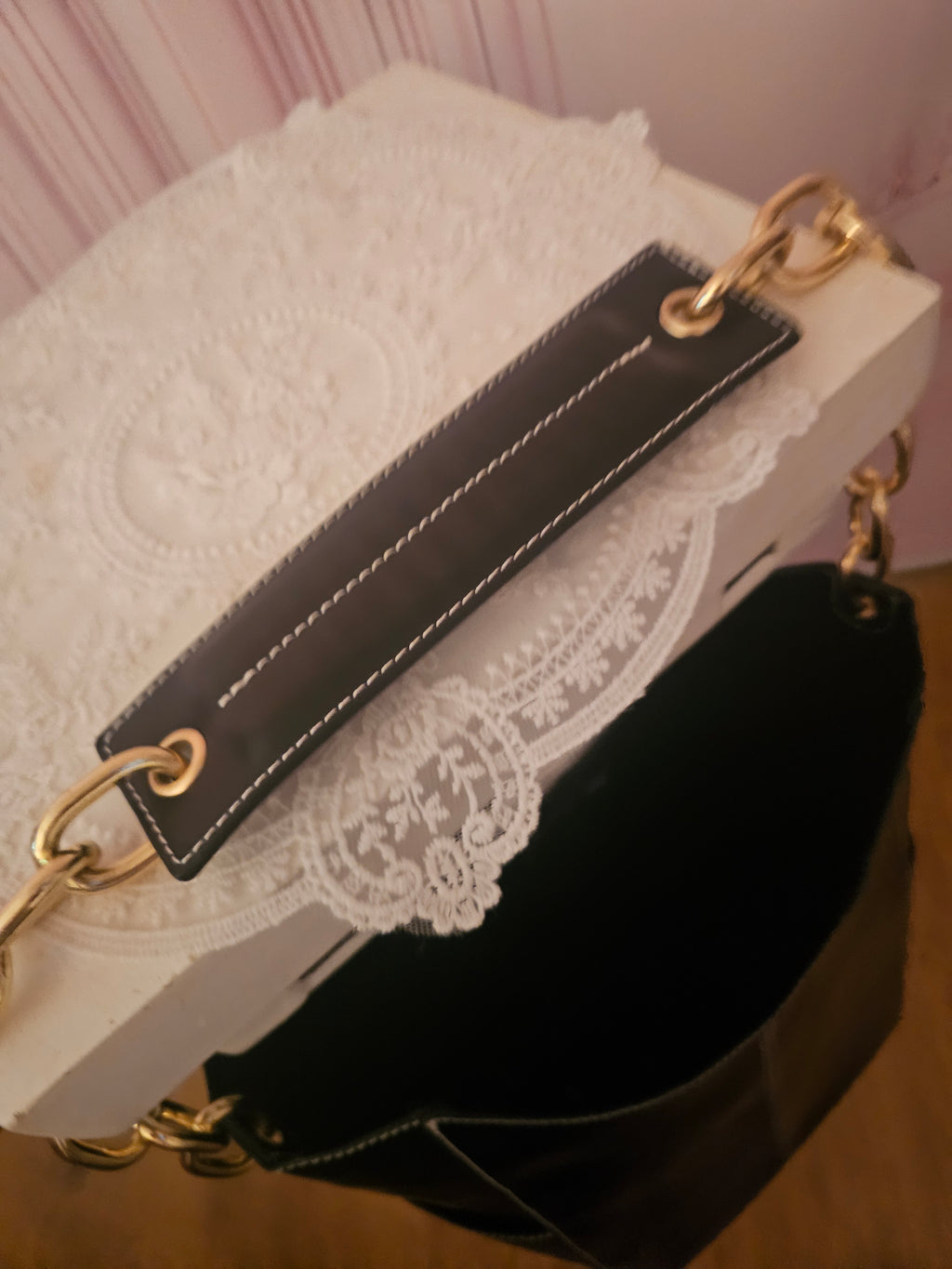 Ladies Asos black Gold chained Strap bag