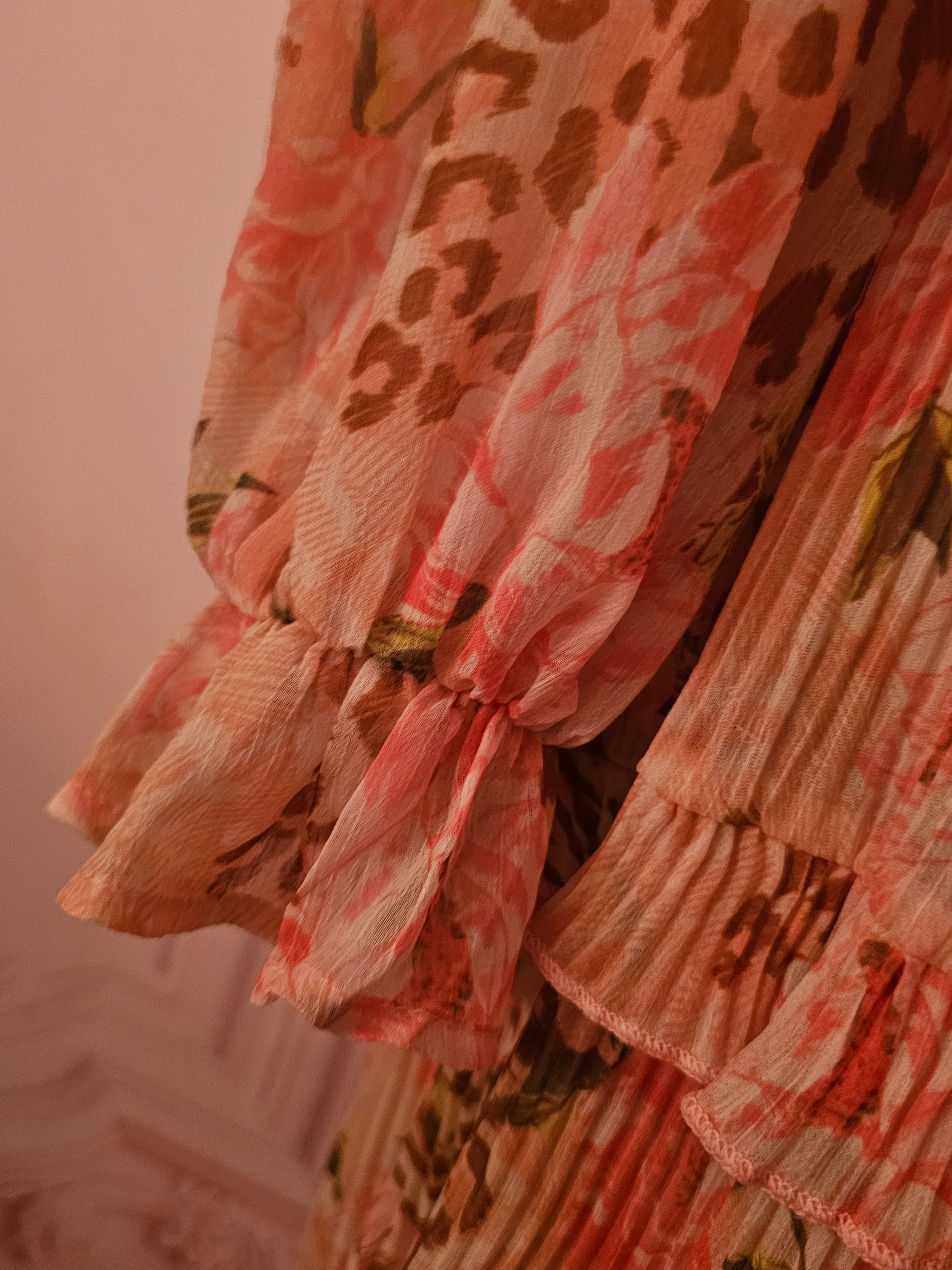 River Island Peach Floral Ra Ra Dress with Detachable Belt — Size 12