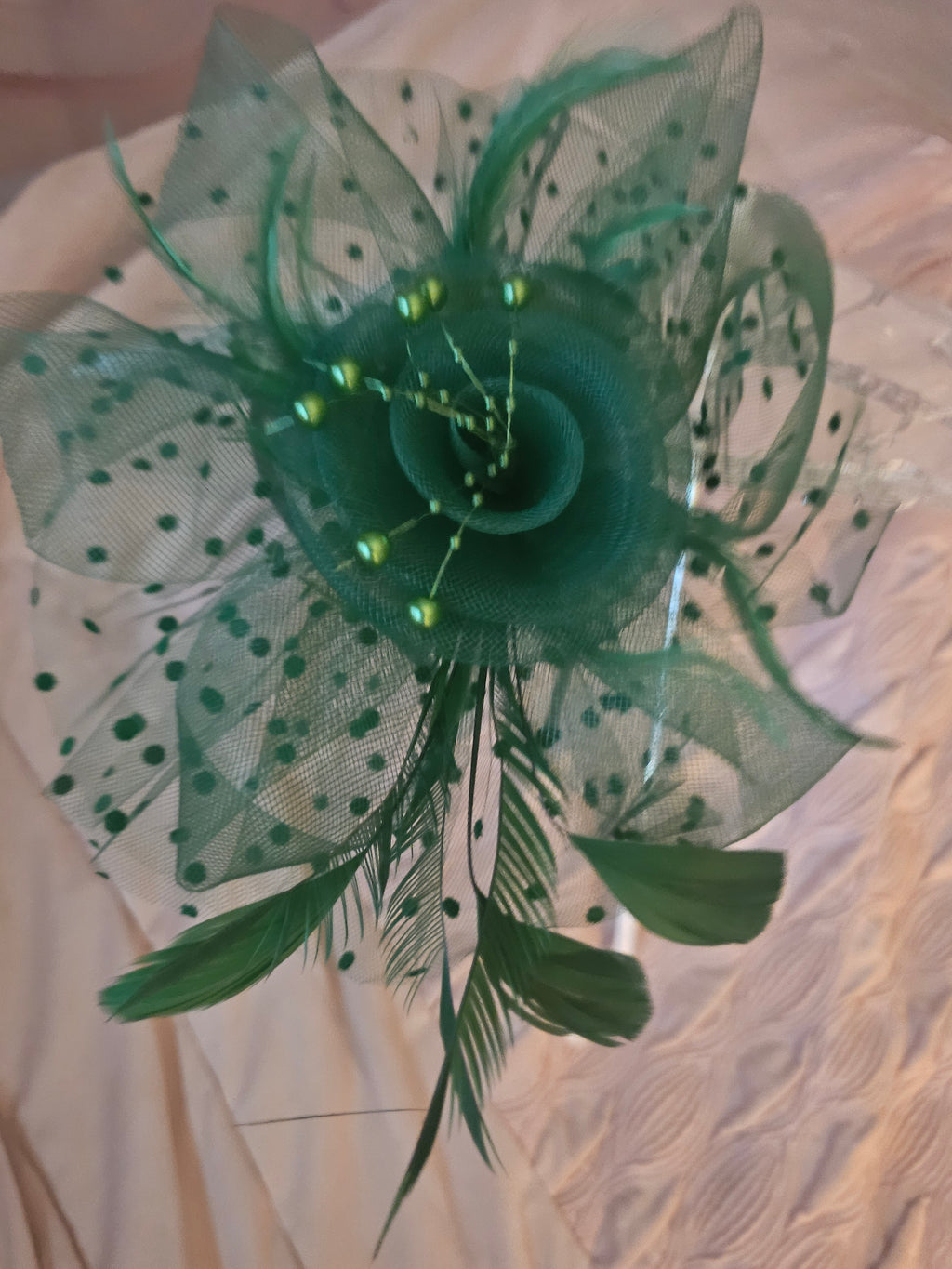 Ladies Bottle Green Reversible Fascinator
