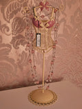Ladies Marks & Spencer Jewellery Holder with Pink with Clear Beads Long Necklace