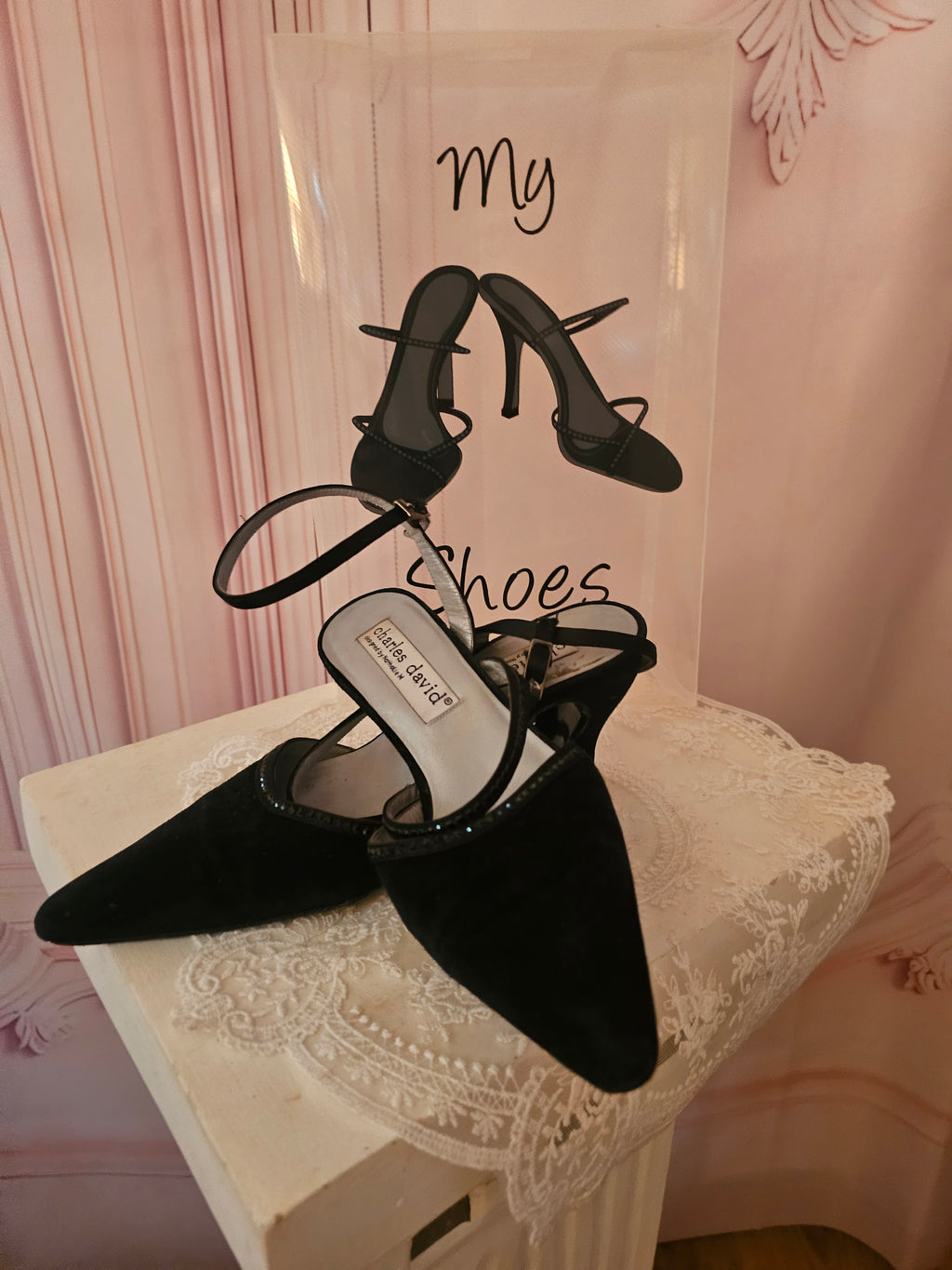 Ladies black Suede Charles David dedigned by Natalie M Heels