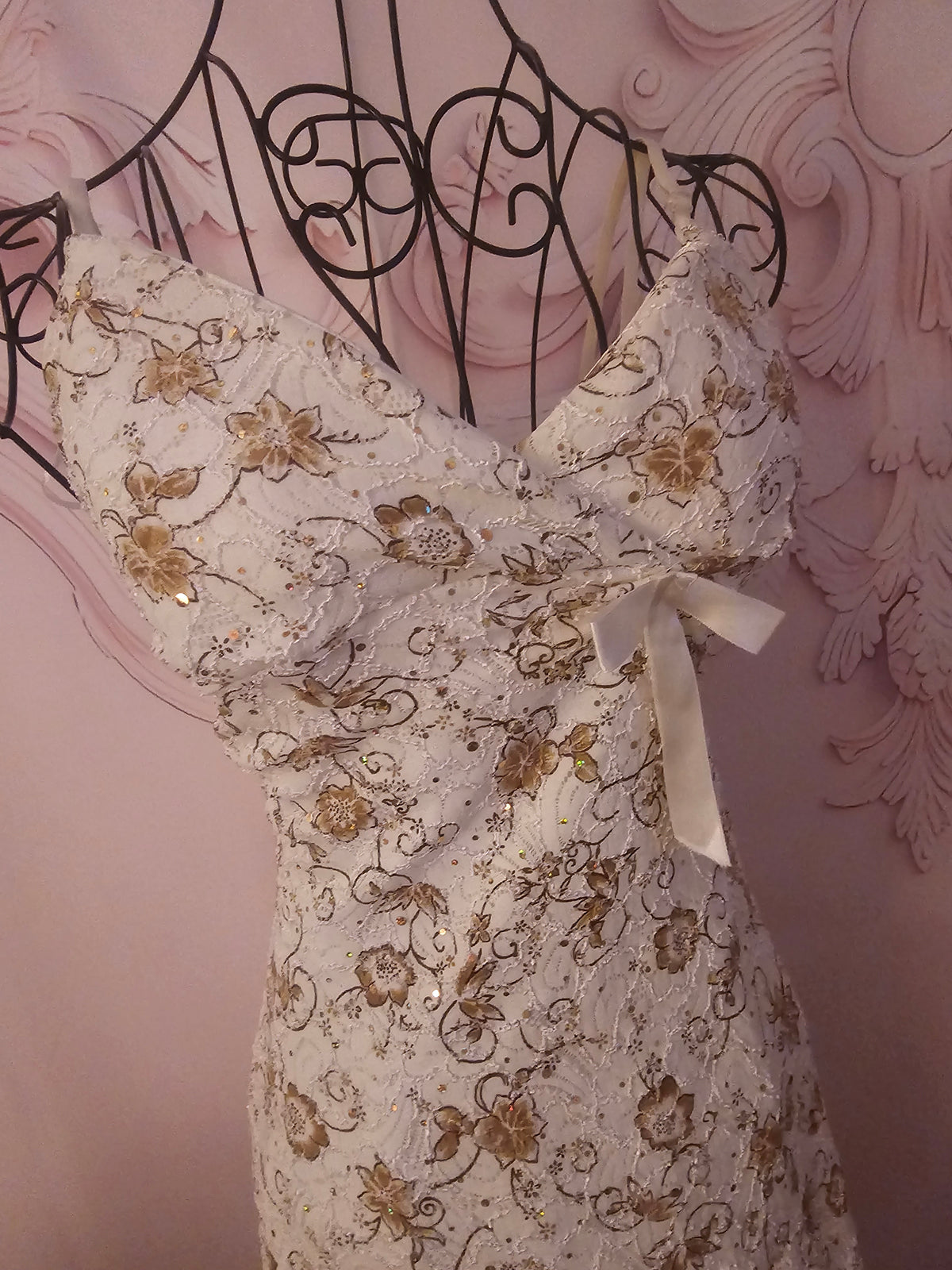 Ladies cream & gold pink ice Dress