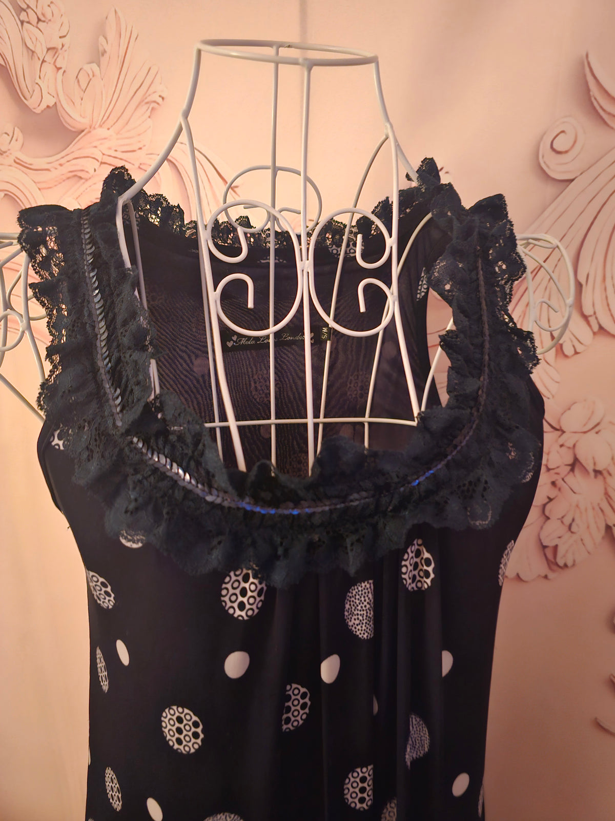 Ladies Navy Blue & White Mela loves London Chic Dress