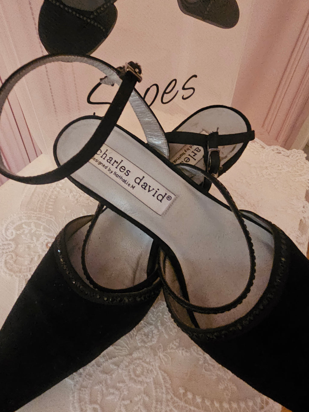 Ladies black Suede Charles David dedigned by Natalie M Heels