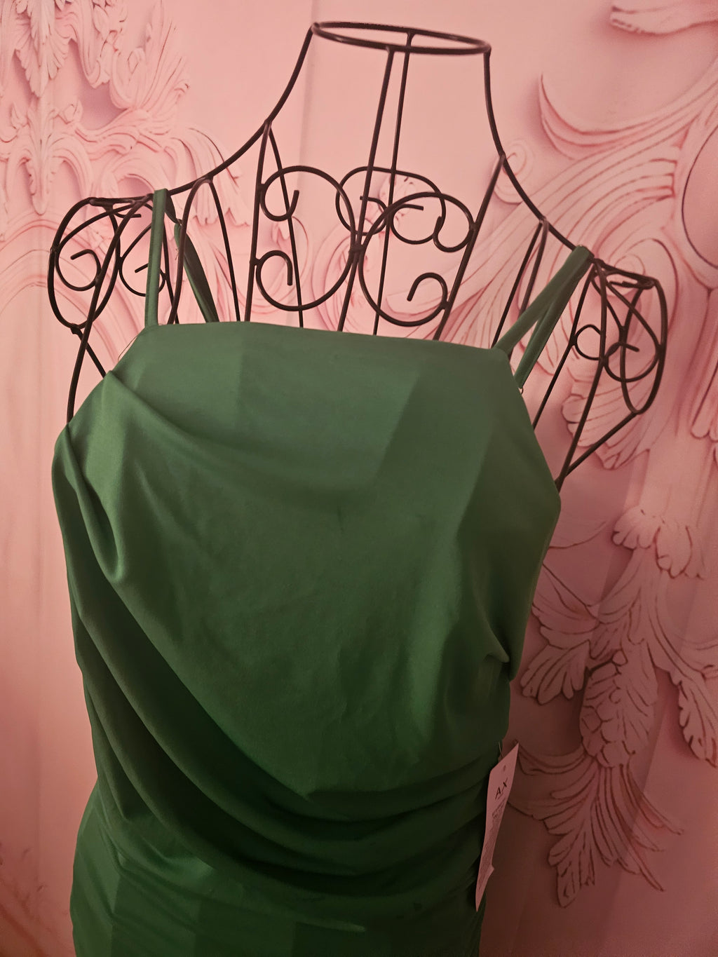 AX Paris Emerald Green Strappy Gown with Ruffle Back — Size 10