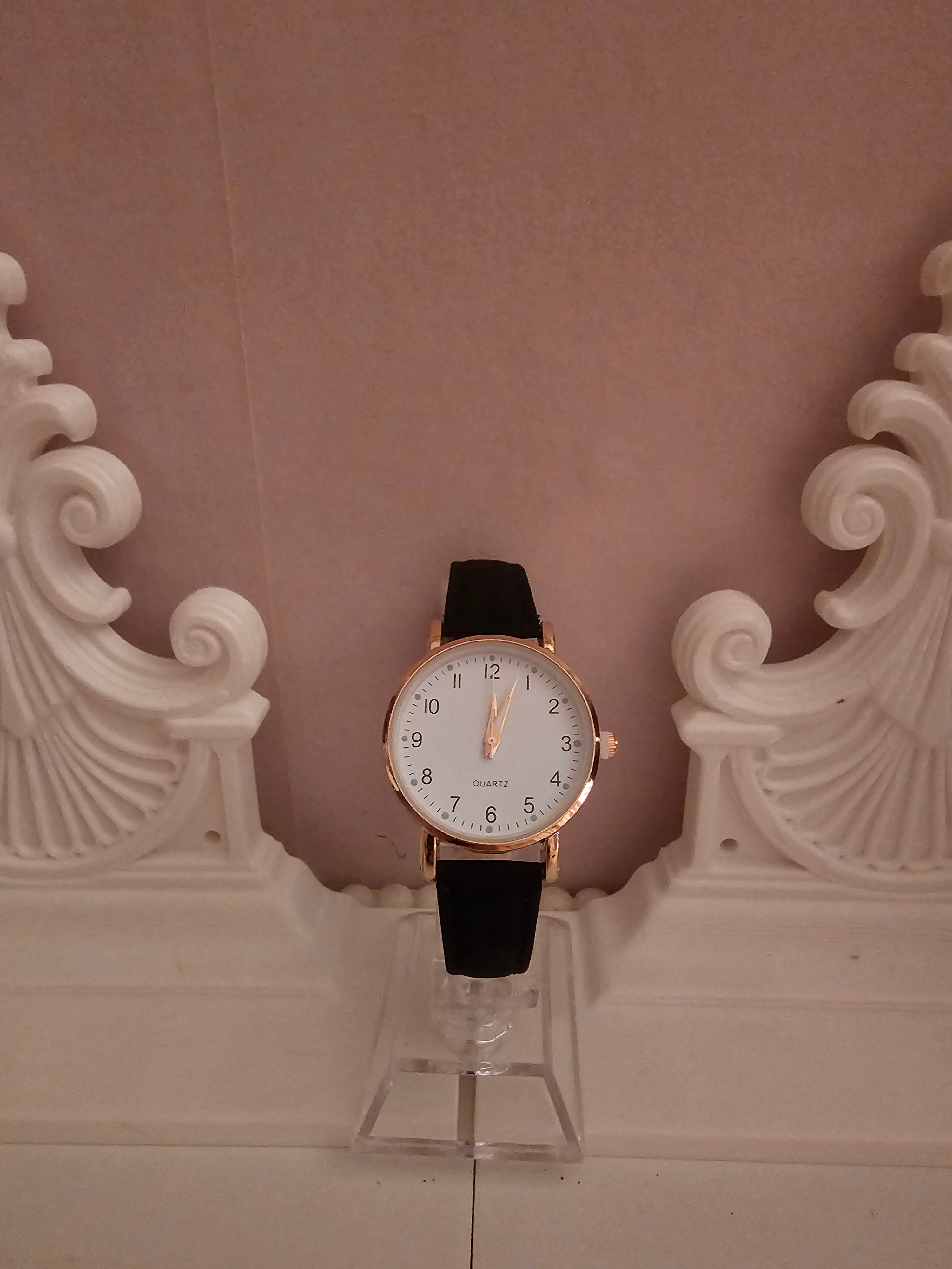 Ladies Black Large Faced Watch