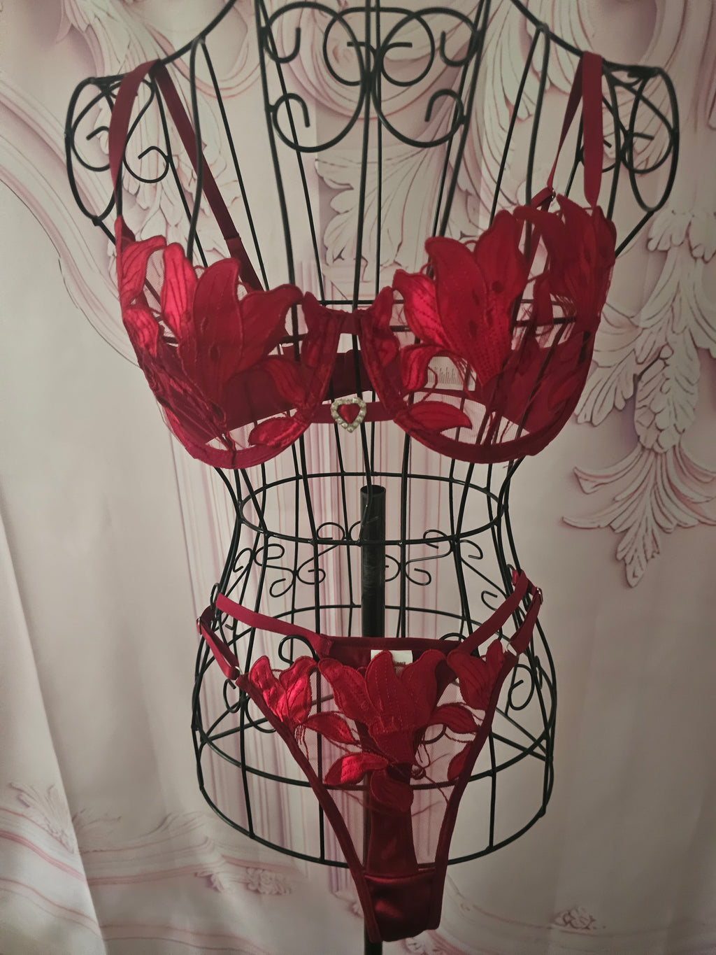 Ladies Red Lacy Underwear Set