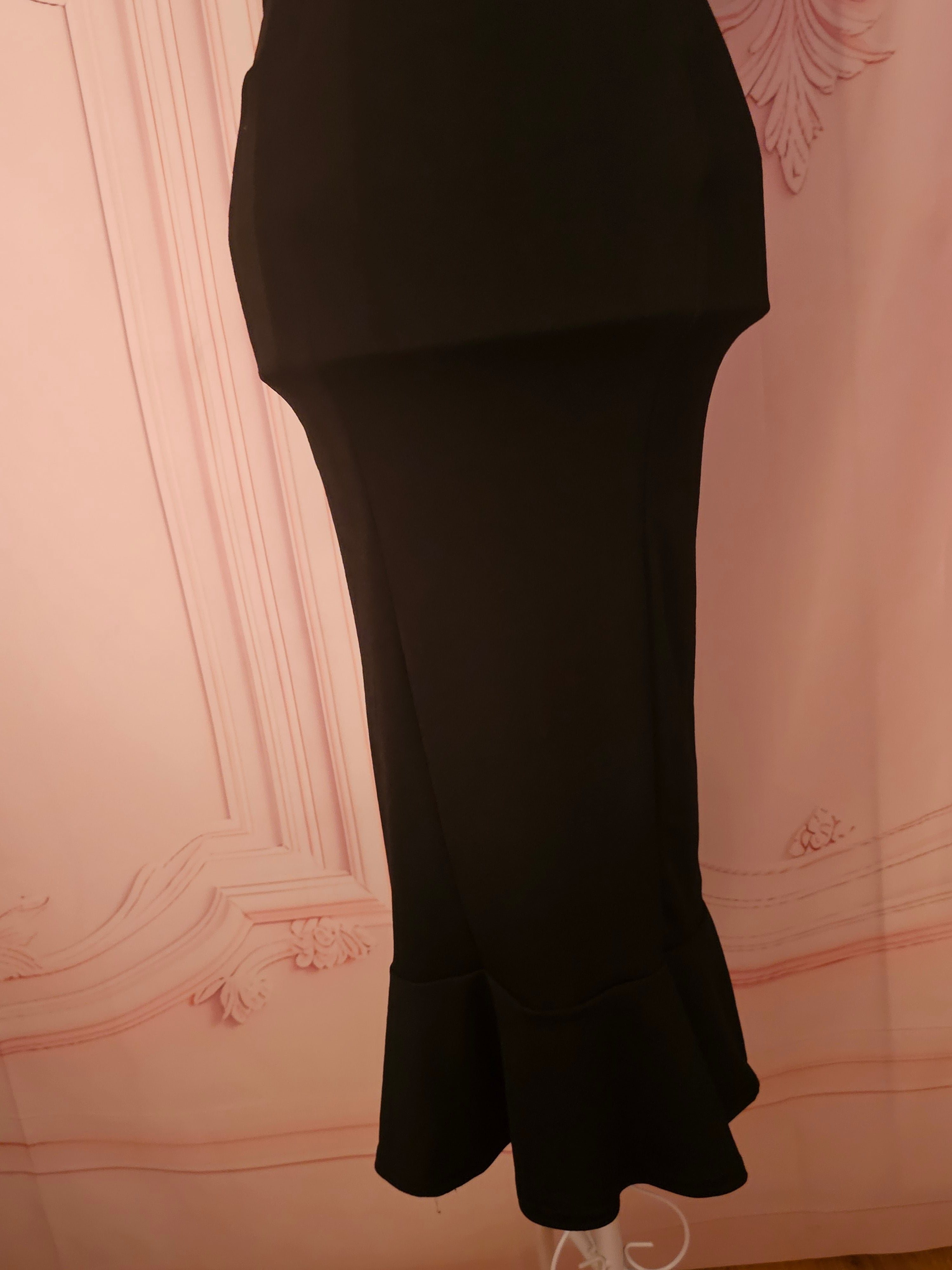 Ladies Pretty Little Thing black long Evening Gown