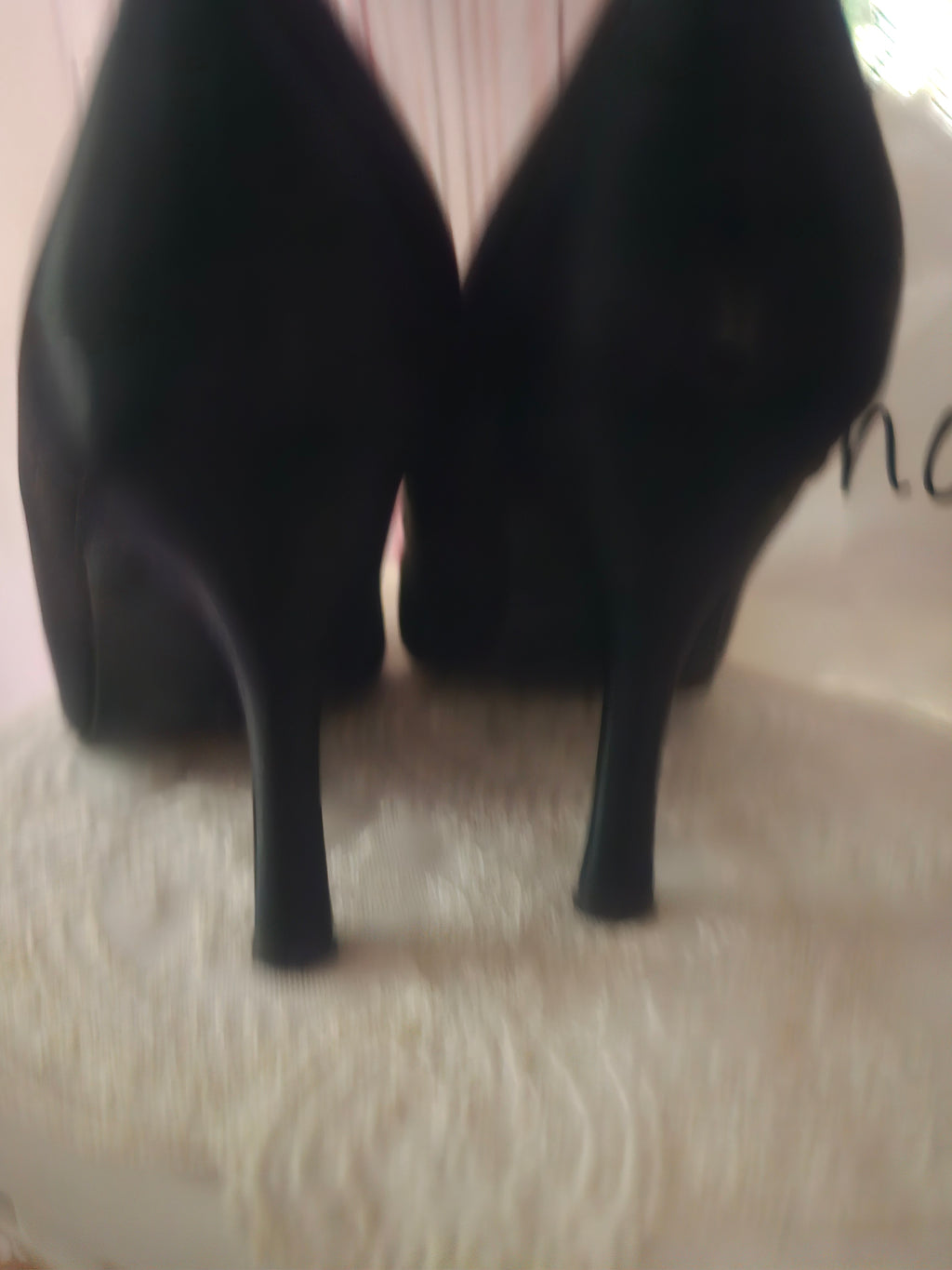 Ladies Black Satin Dune Pointed Toed Heels