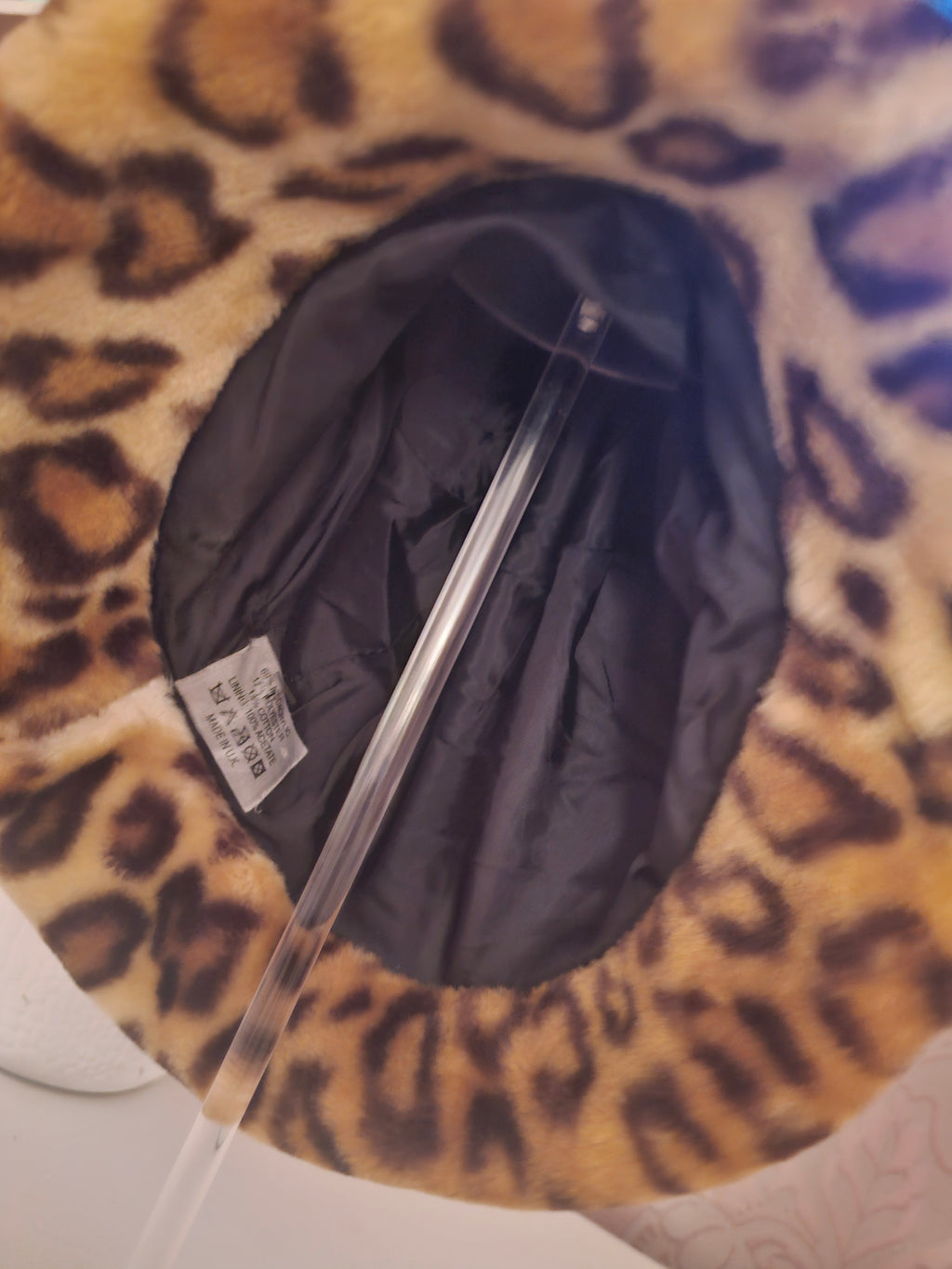 Ladies Leopard Print Fur Hat